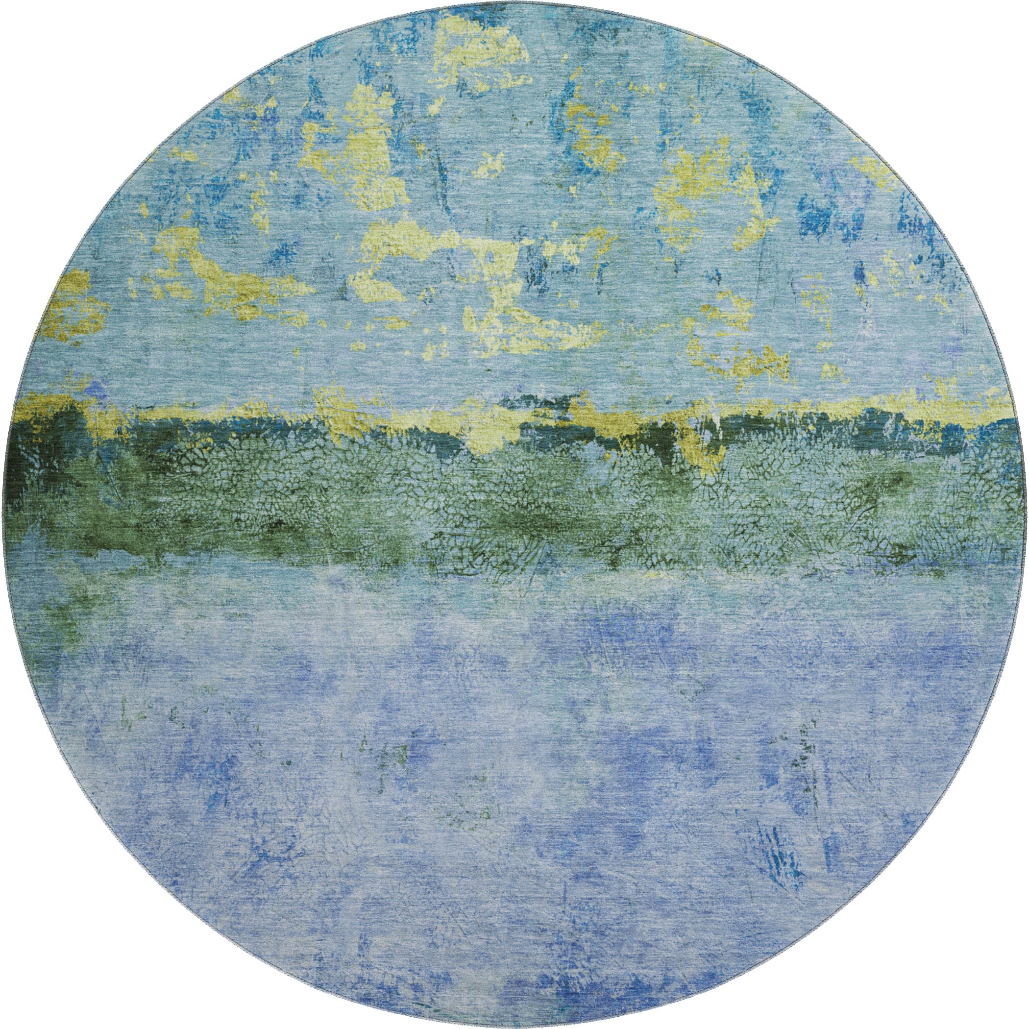 Jaipur Machine Washable Transitional Blue Rug 8' x 8' #shape_Round