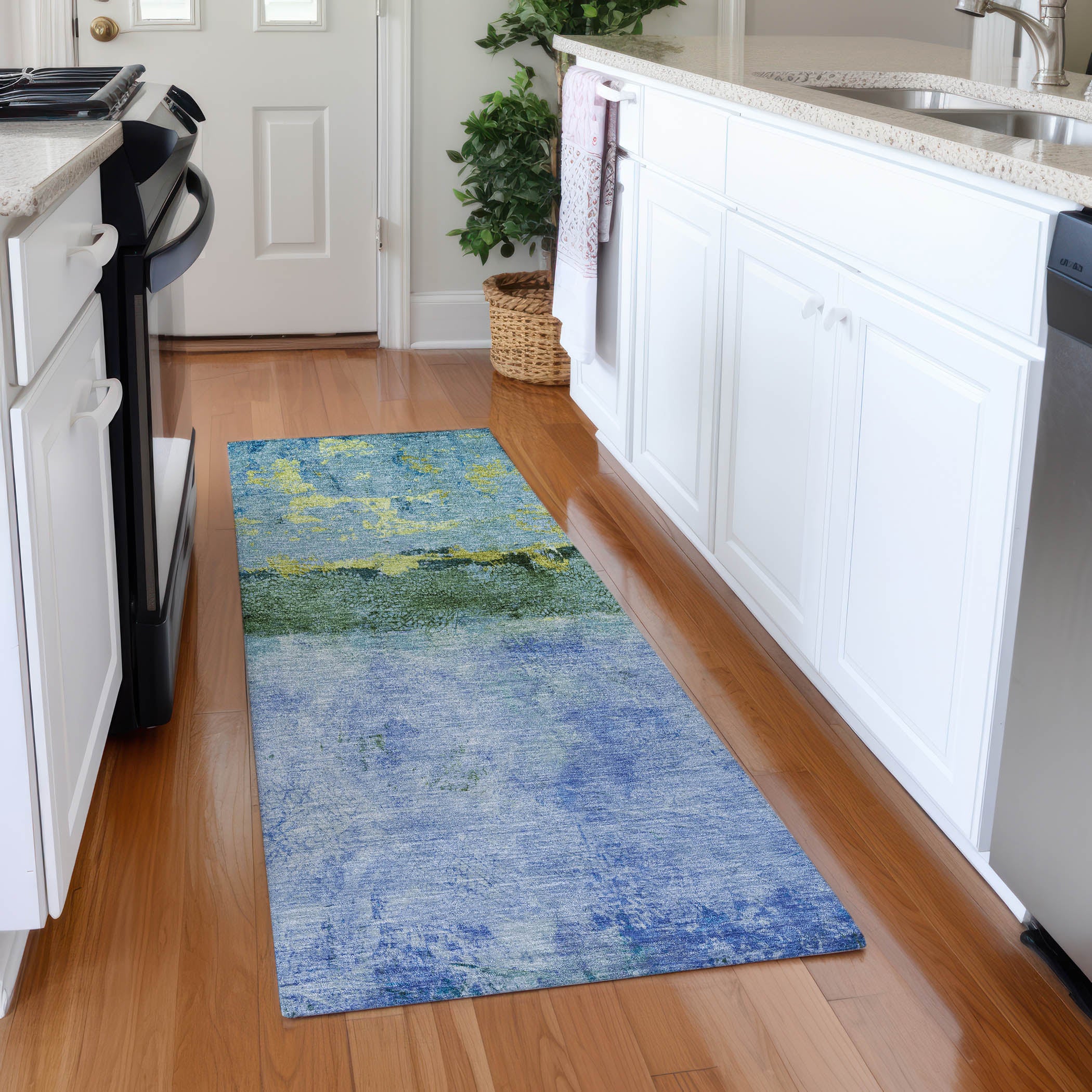 Jaipur Machine Washable Transitional Blue Rug 2'3" x 7'6" #shape_Runner