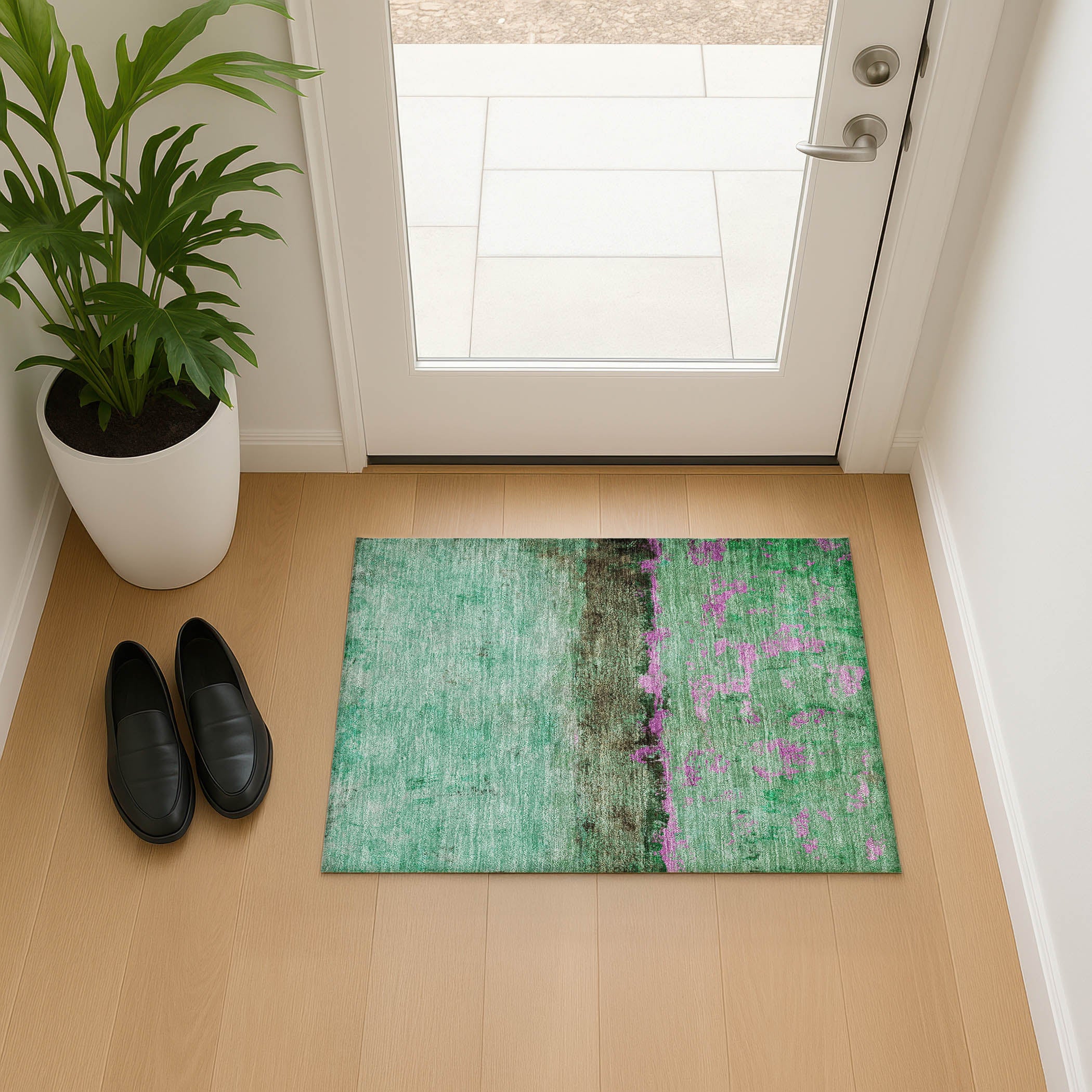 Jaipur Machine Washable Transitional Green Rug 1'8" x 2'6" #shape_Rectangle