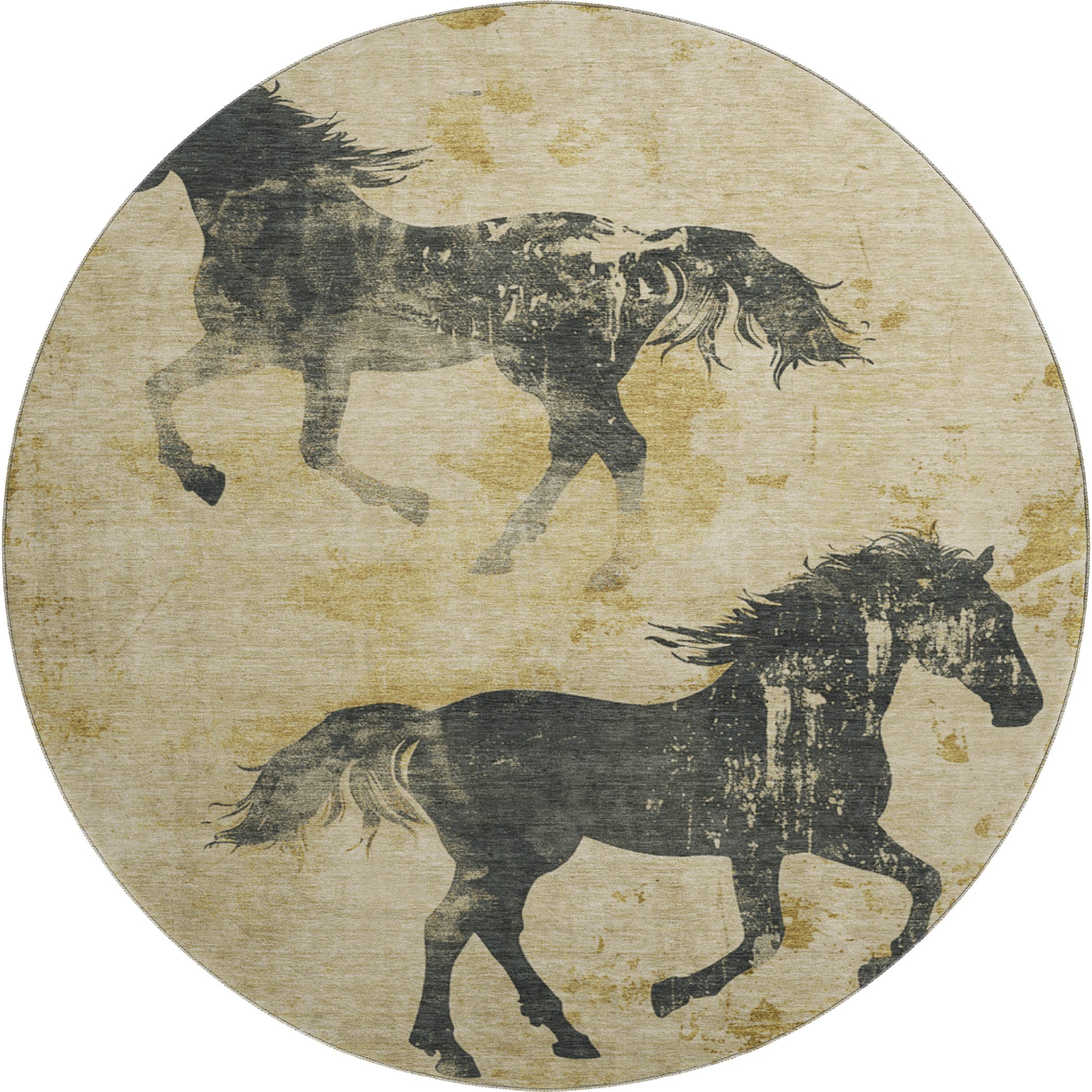 Lucerne Machine Washable Transitional Gold Rug 8' x 8' #shape_Round