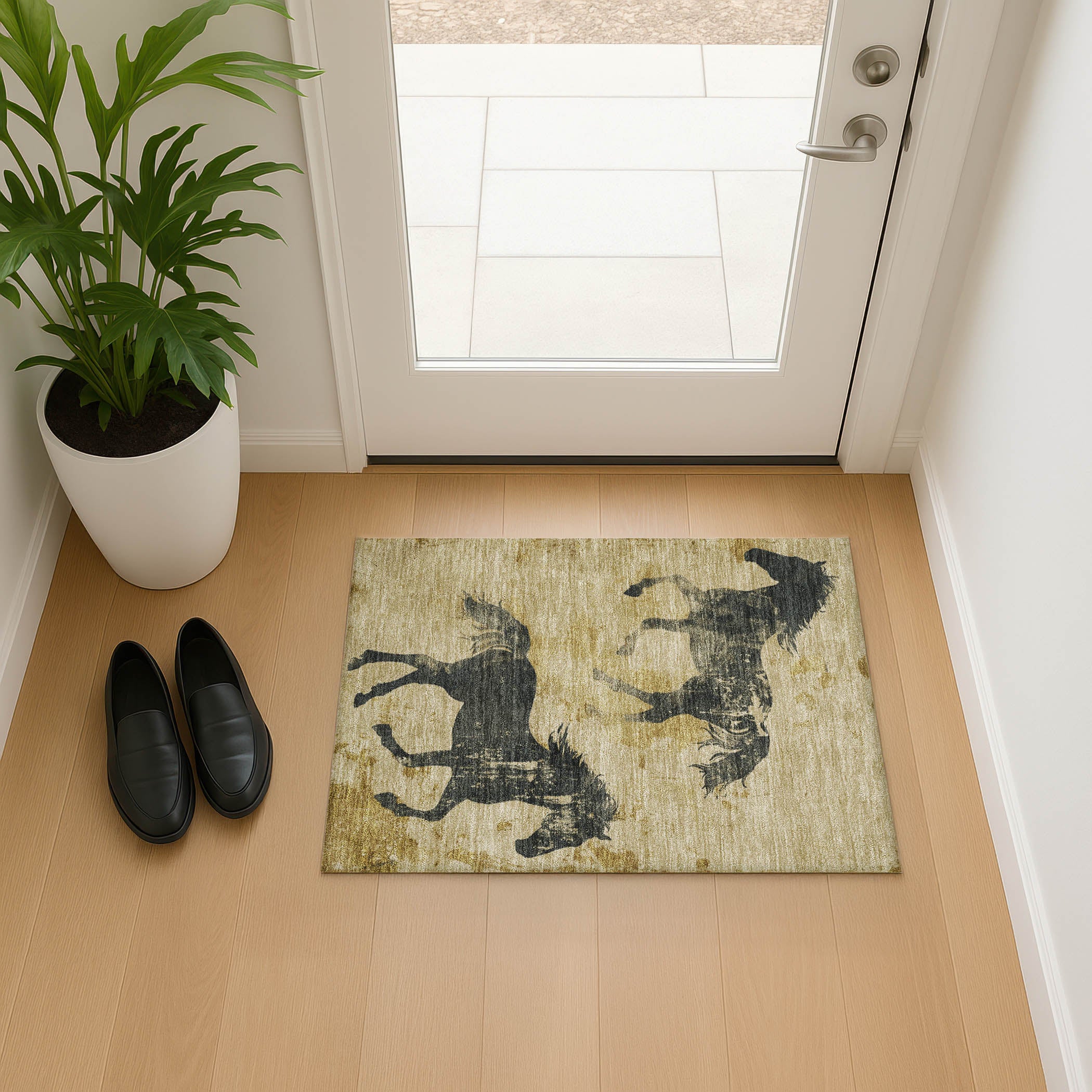 Lucerne Machine Washable Transitional Gold Rug 1'8" x 2'6" #shape_Rectangle