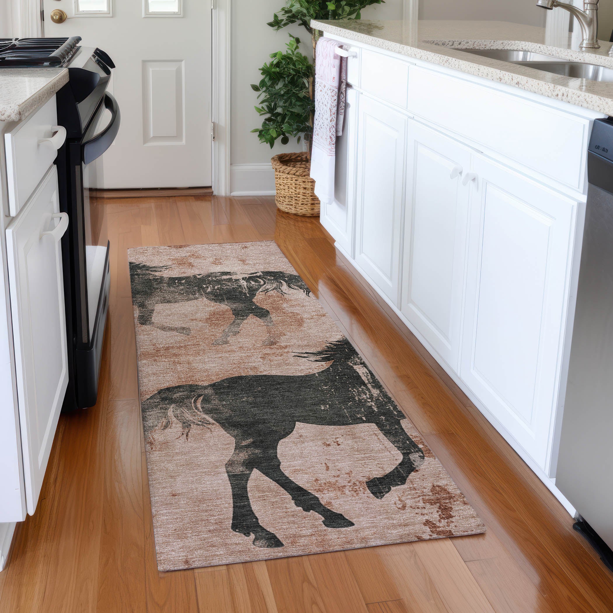 Lucerne Machine Washable Transitional Paprika Orange Rug 2'3" x 7'6" #shape_Runner