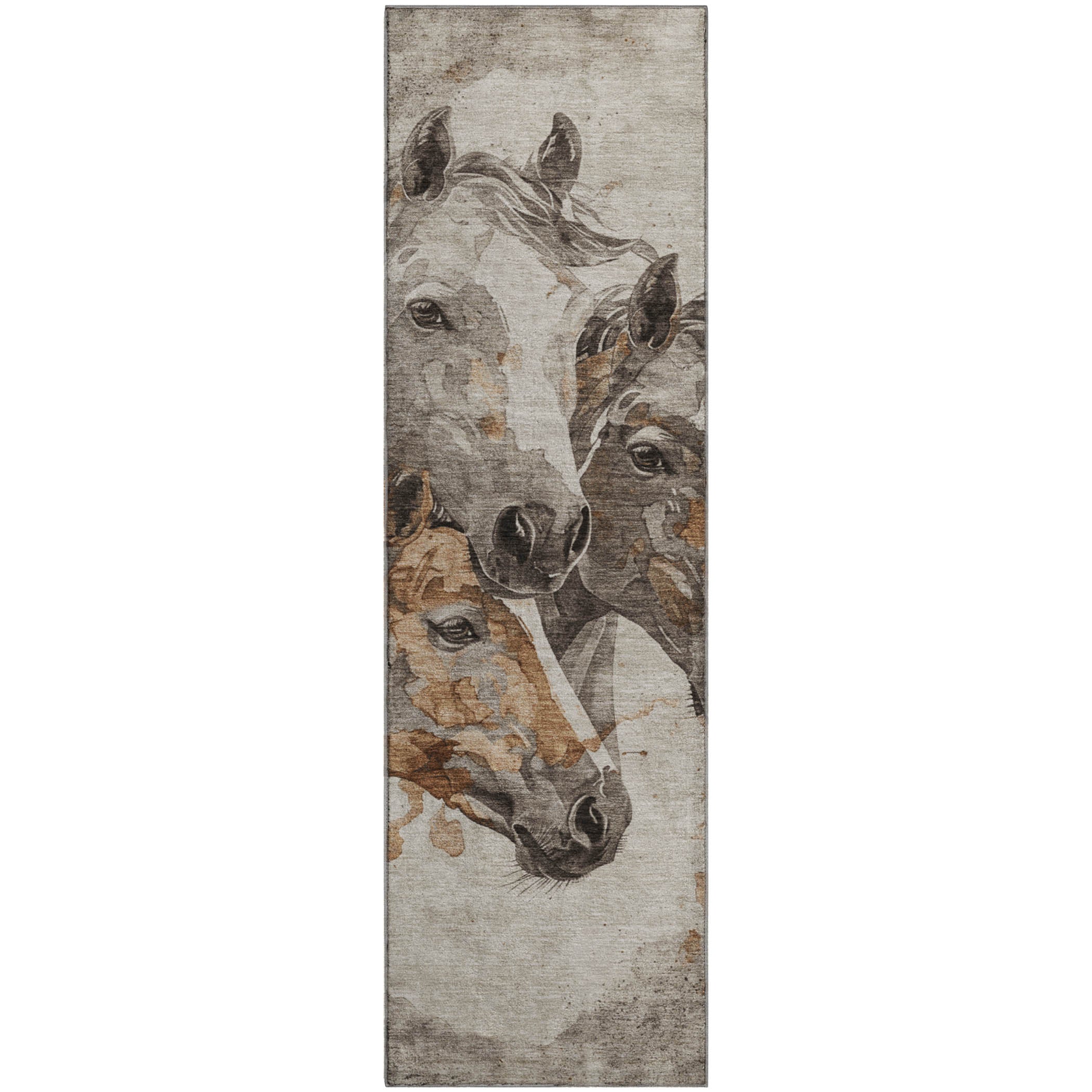 Vienna Machine Washable Transitional Beige Brown Rug 2'3" x 7'6" #shape_Runner