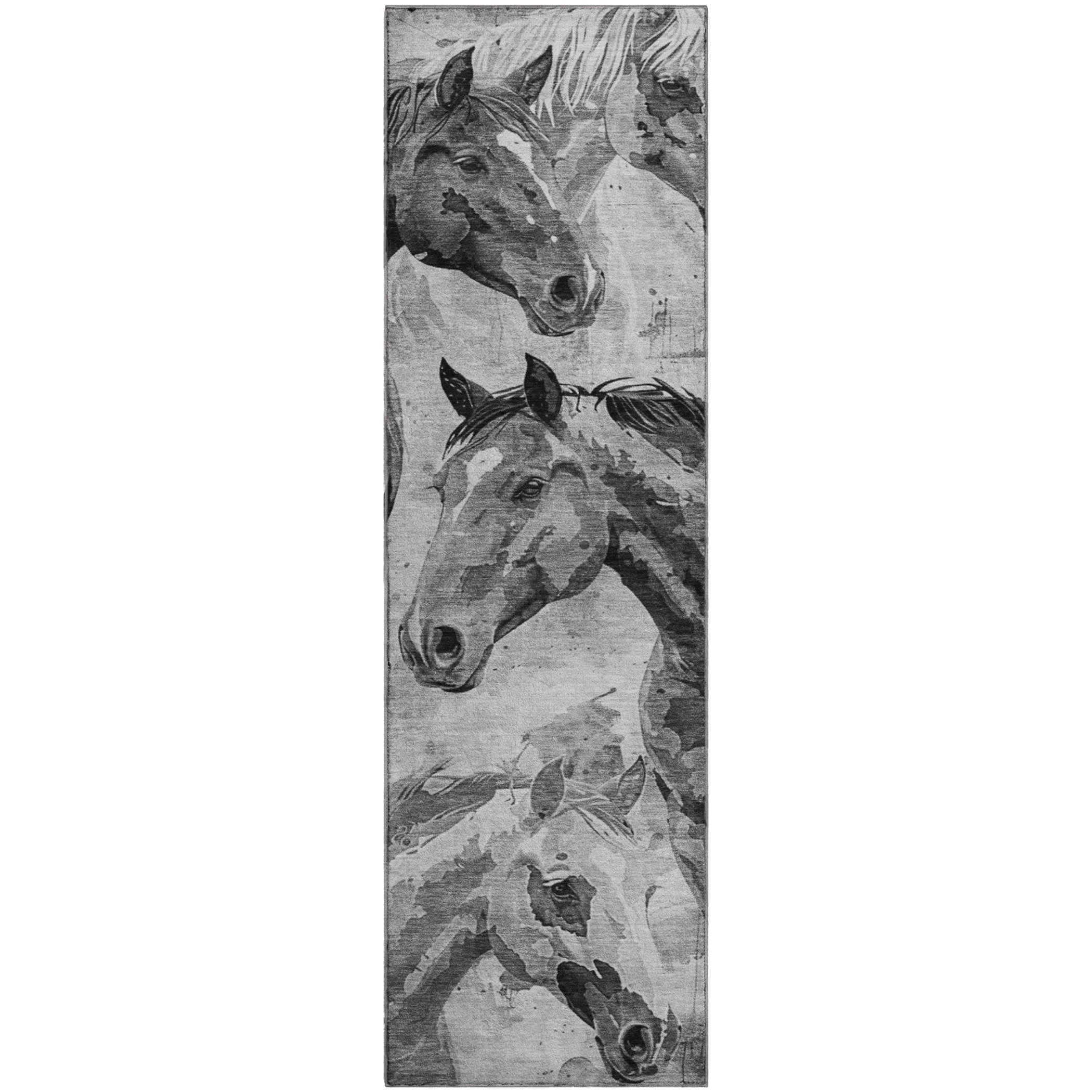 Oslo Machine Washable Transitional Gray Rug 2'3" x 7'6" #shape_Runner