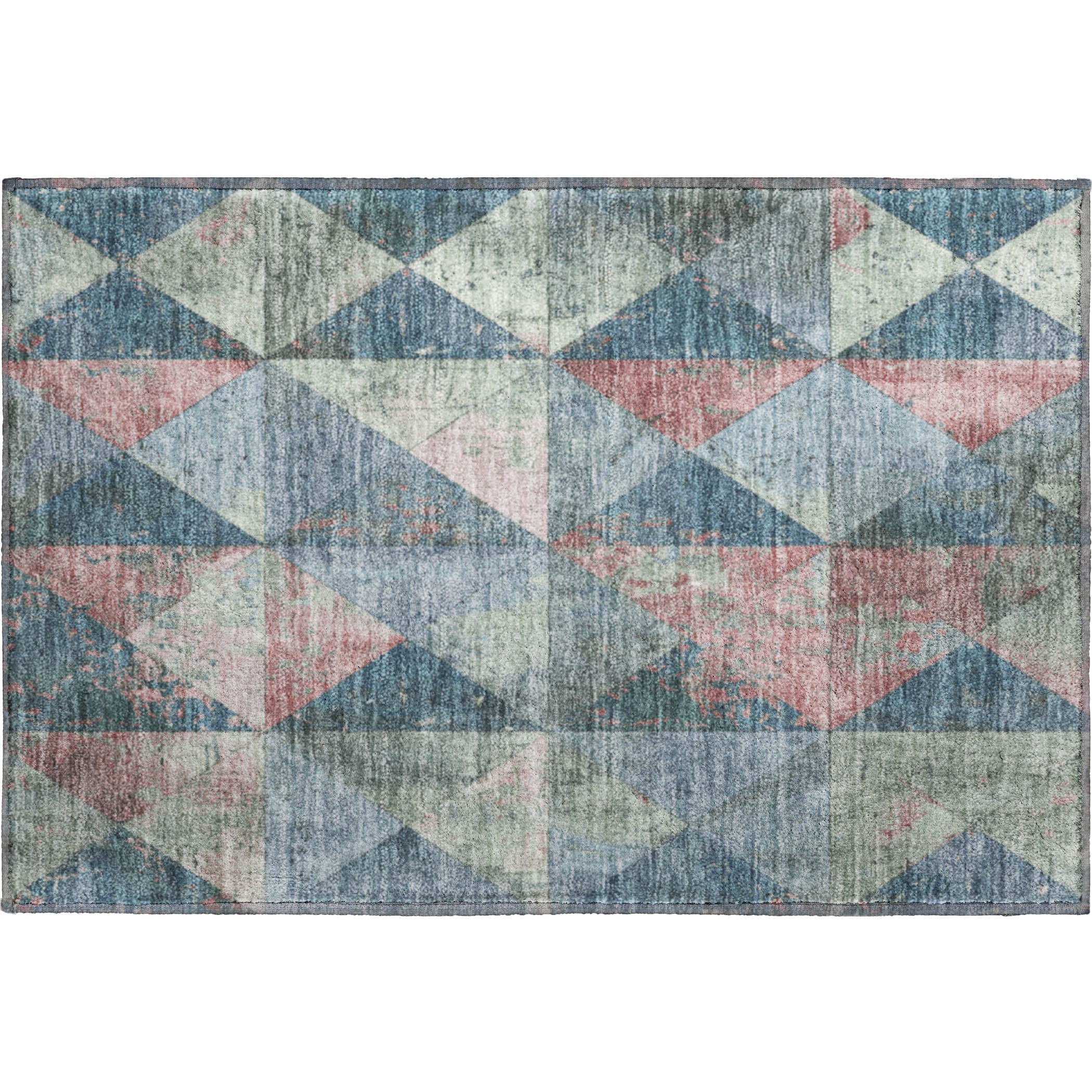 Havana Machine Washable Transitional Denim Blue Rug 1'8" x 2'6" #shape_Rectangle