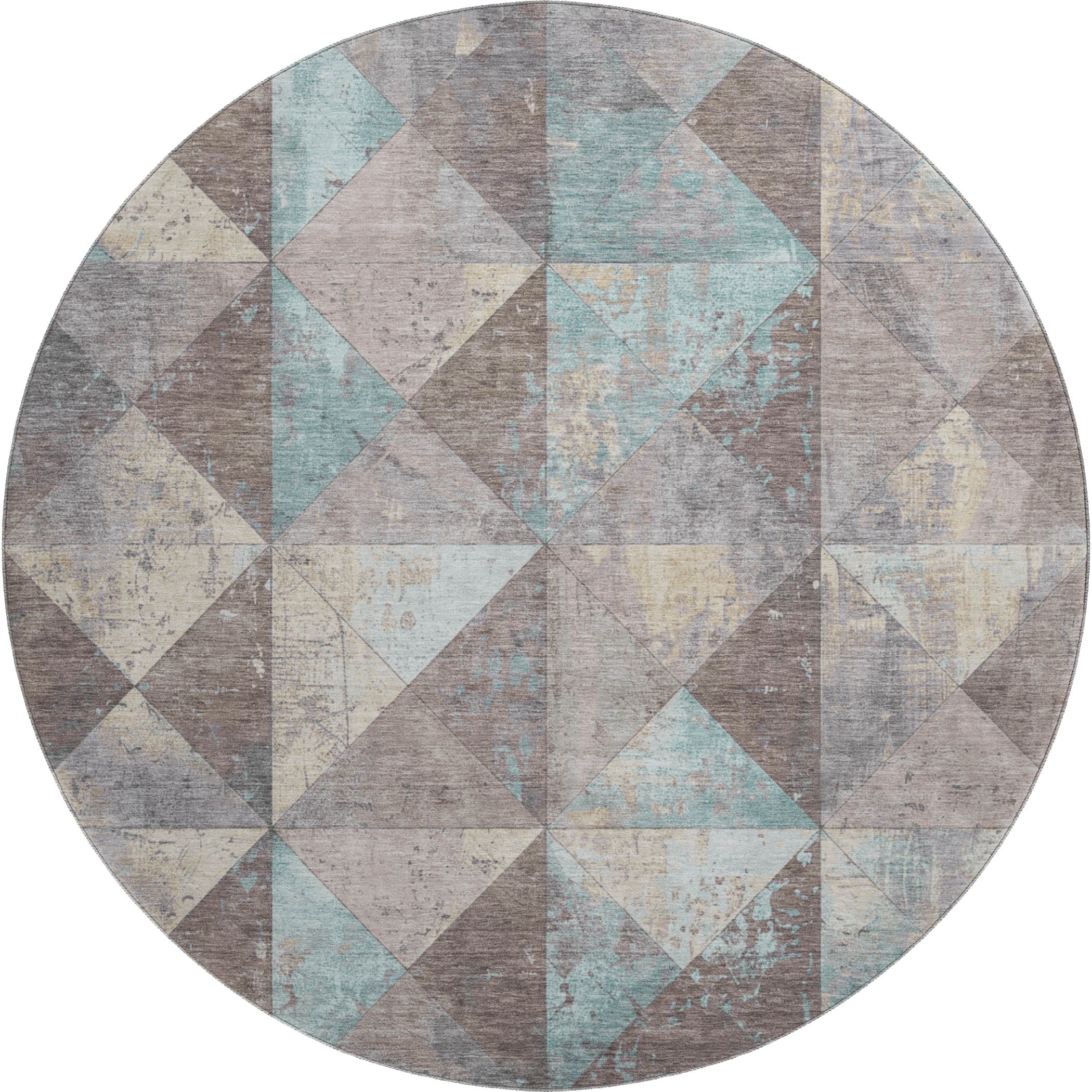 Havana Machine Washable Transitional Mocha Brown Rug 8' x 8' #shape_Round