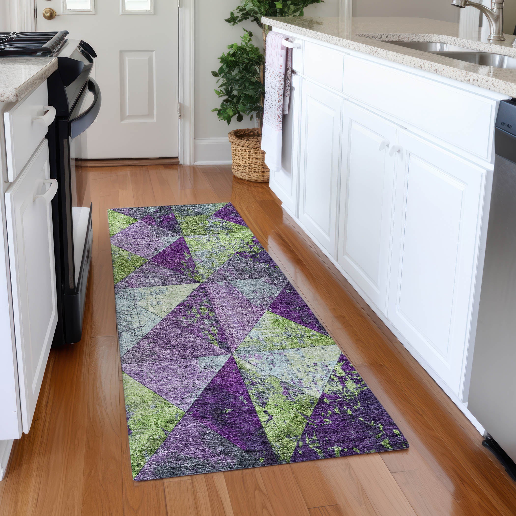 Havana Machine Washable Transitional Purple Rug 2'3" x 7'6" #shape_Runner