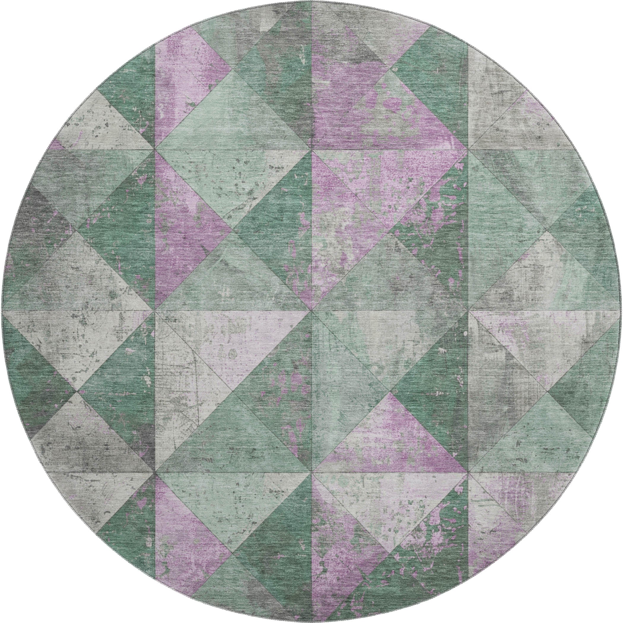 Havana Machine Washable Transitional Sage Green Rug 8' x 8' #shape_Round