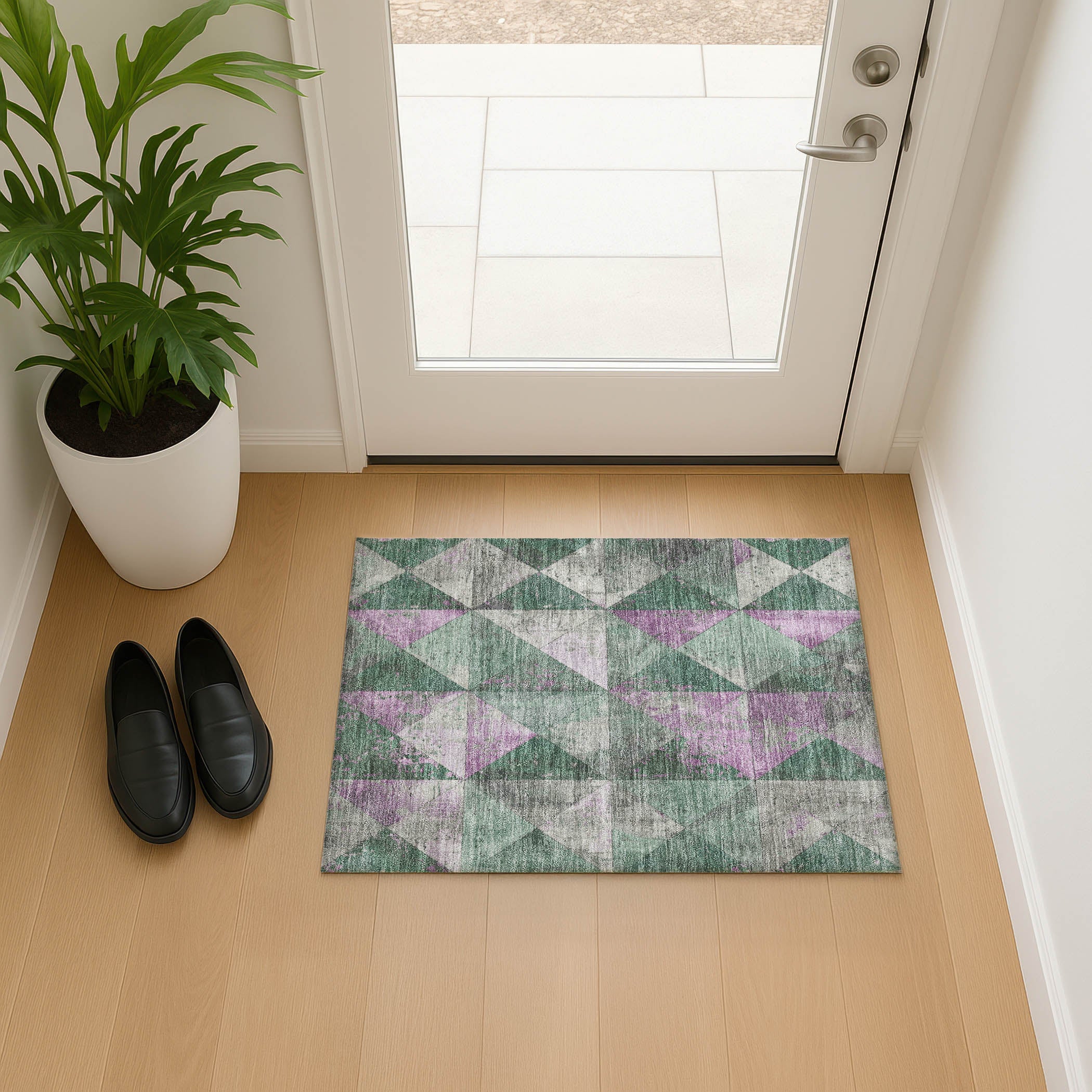 Havana Machine Washable Transitional Sage Green Rug 1'8" x 2'6" #shape_Rectangle