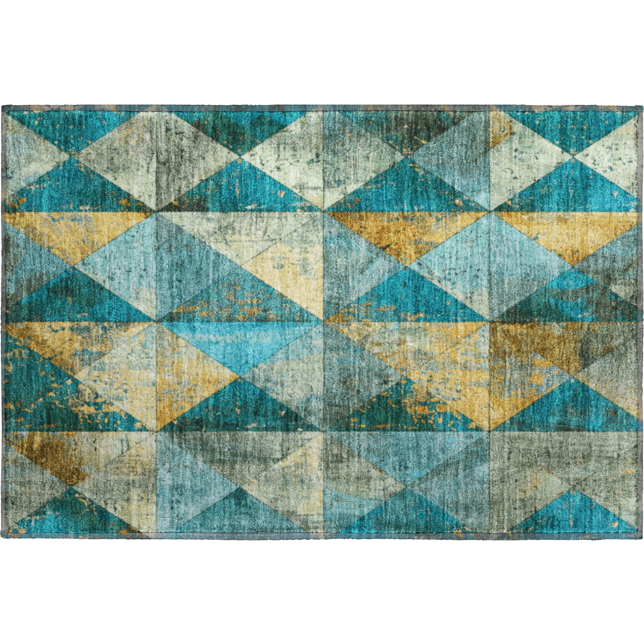 Havana Machine Washable Transitional Teal Rug 1'8" x 2'6" #shape_Rectangle