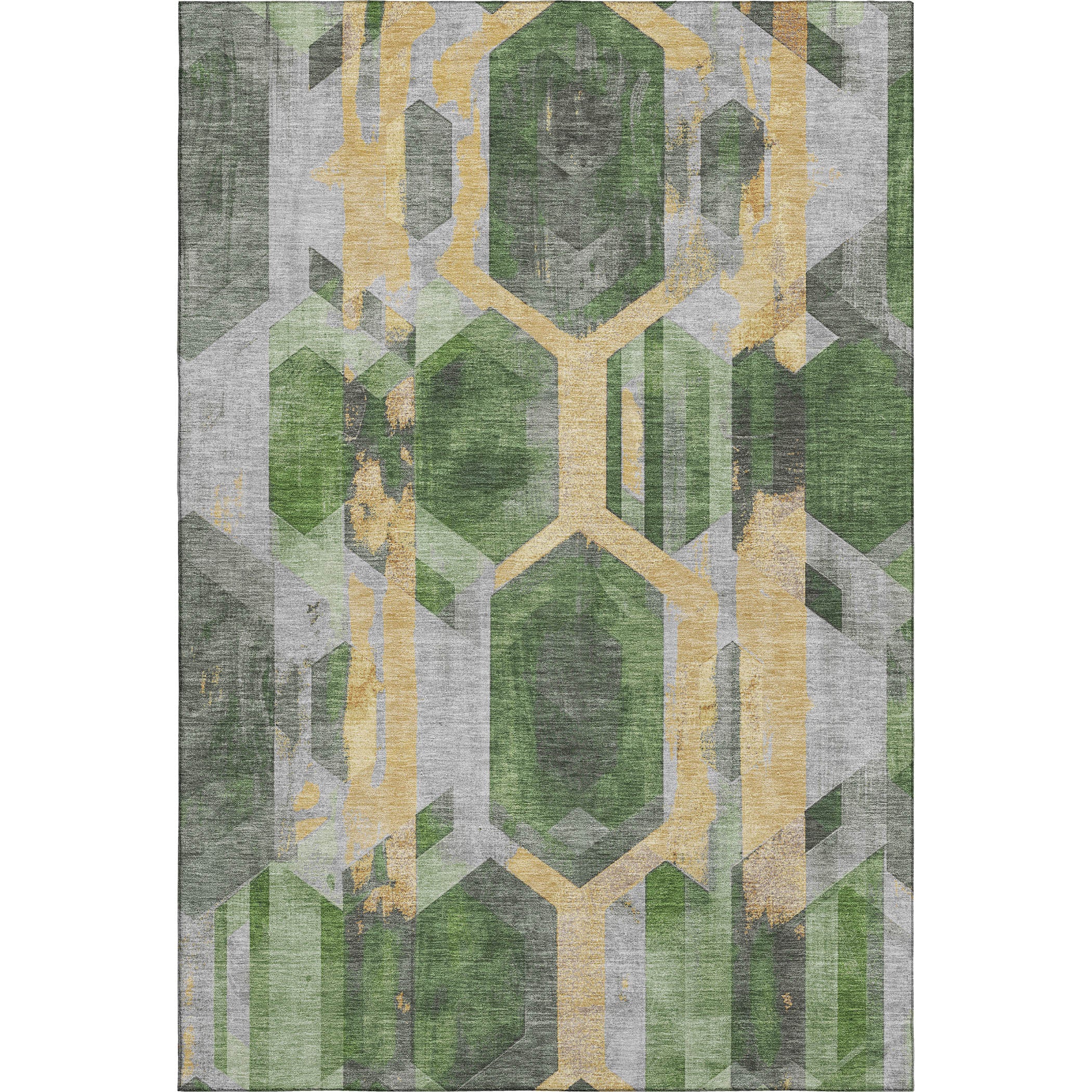 Montevideo Machine Washable Transitional Green Rug 2'6" x 3'10" #shape_Rectangle