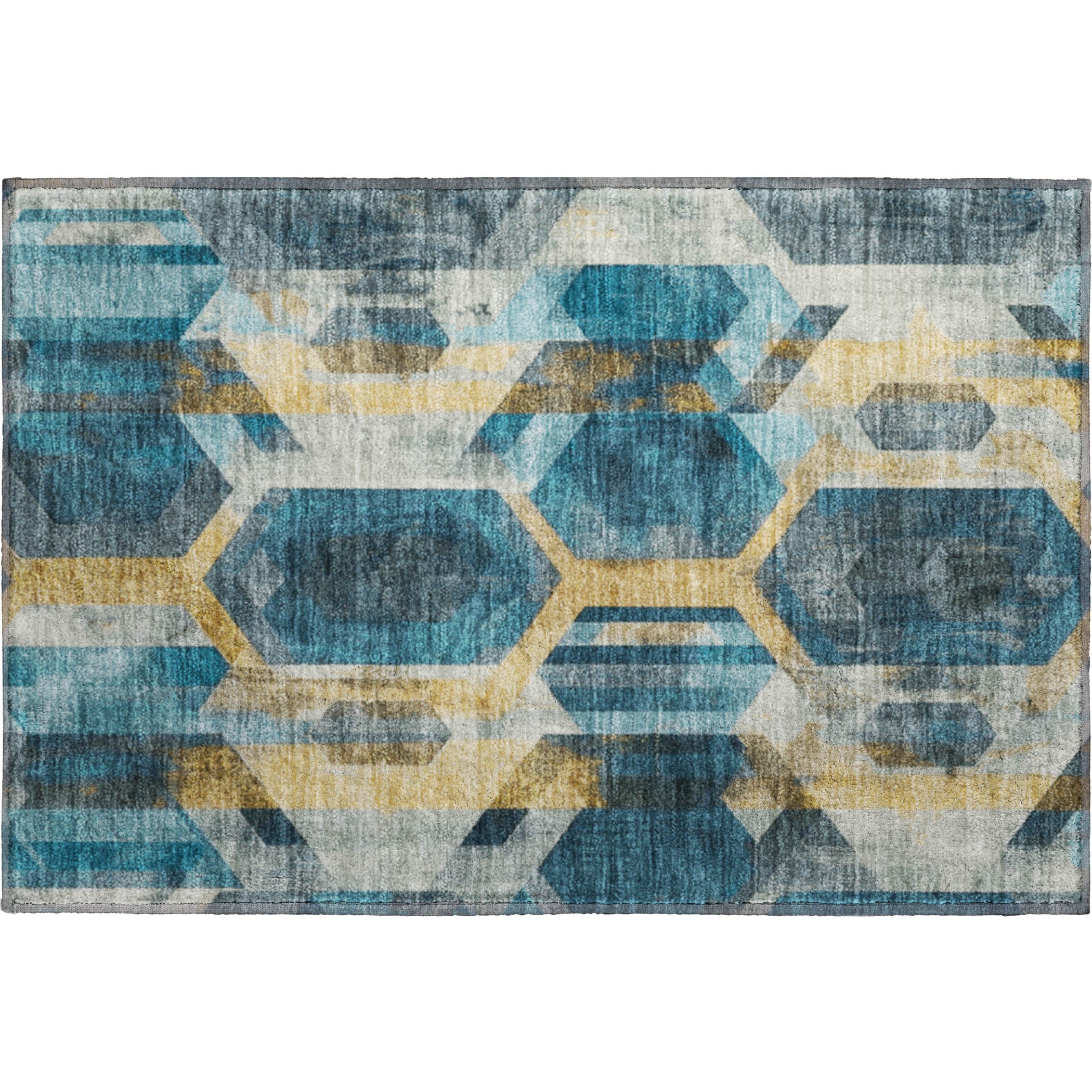 Montevideo Machine Washable Transitional Teal Rug 1'8" x 2'6" #shape_Rectangle