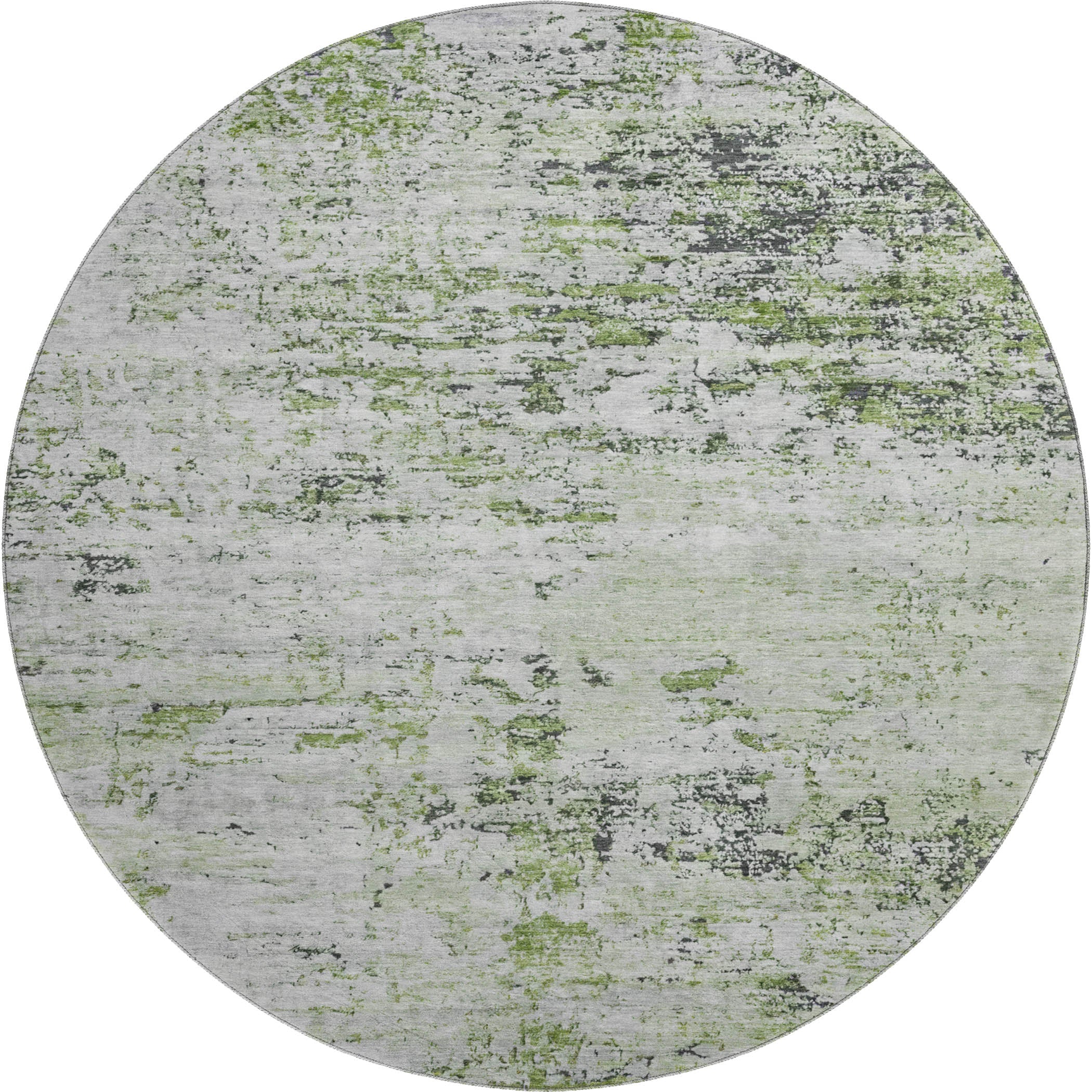 Queenstown Machine Washable Transitional Aloe Green Rug 8' x 8' #shape_Round