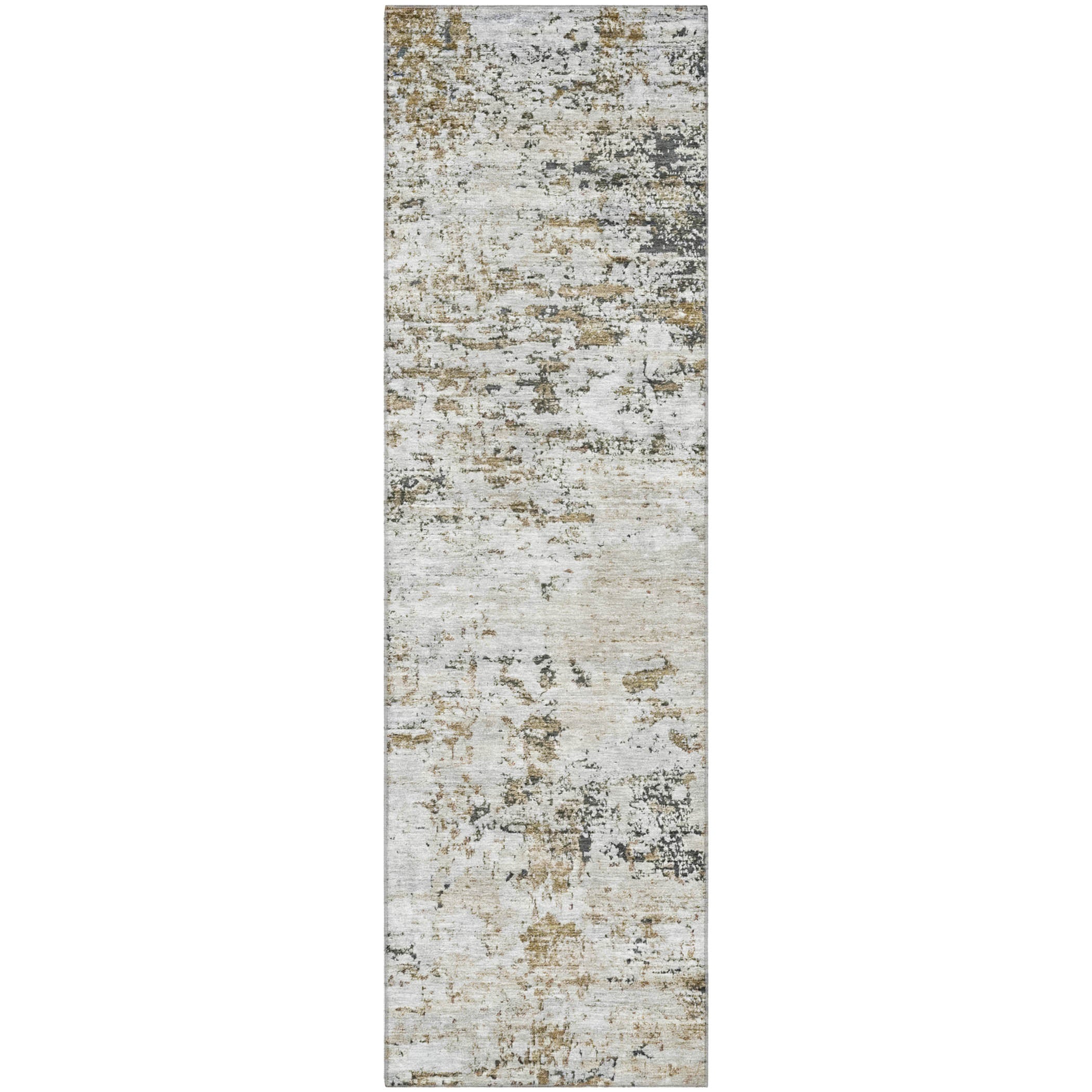 Queenstown Machine Washable Transitional Beige Brown Rug 2'3" x 7'6" #shape_Runner