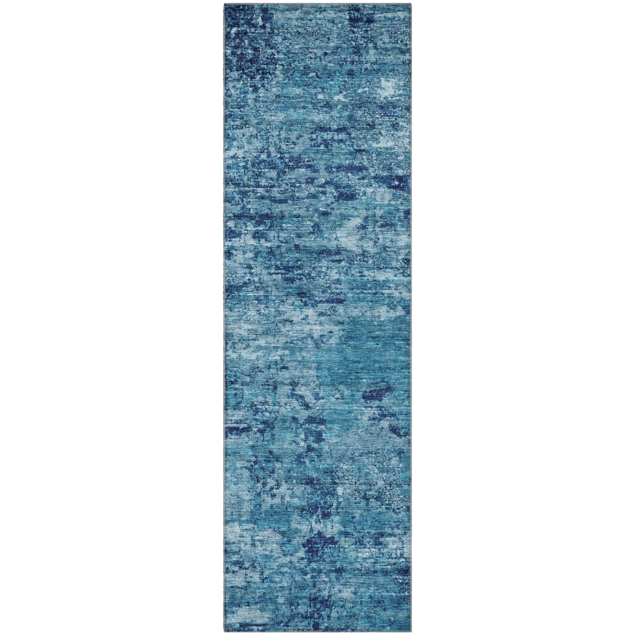 Queenstown Machine Washable Transitional Denim Blue Rug 2'3" x 7'6" #shape_Runner