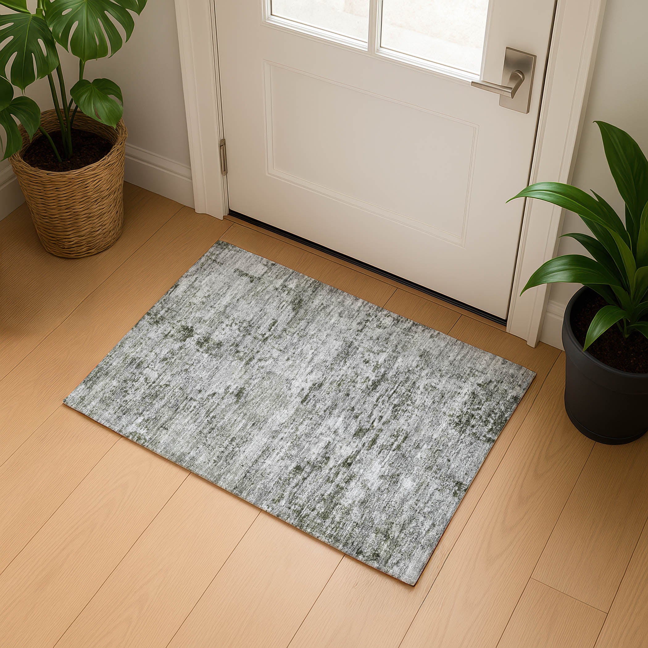 Queenstown Machine Washable Transitional Pewter Gray Rug 1'8" x 2'6" #shape_Rectangle