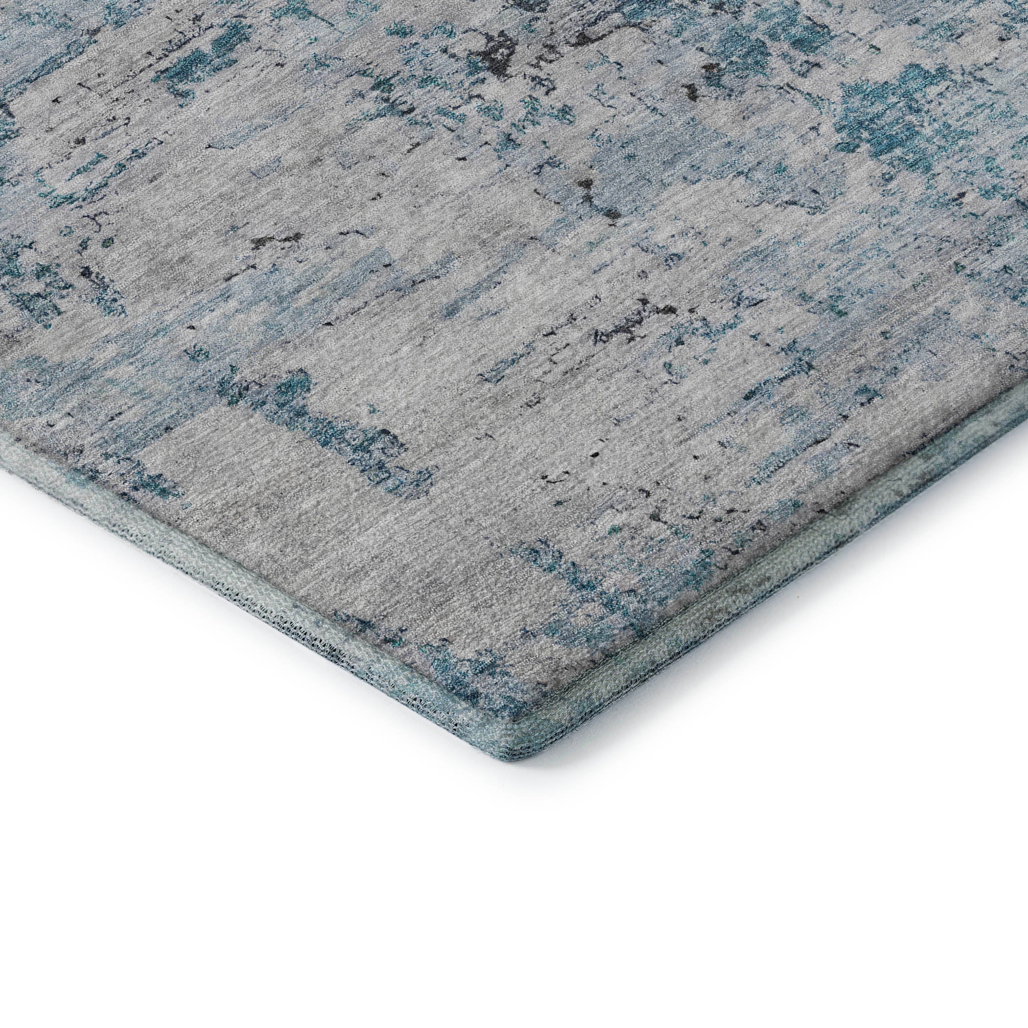 Queenstown Machine Washable Transitional Sky Blue Rug 1'8" x 2'6" #shape_Rectangle