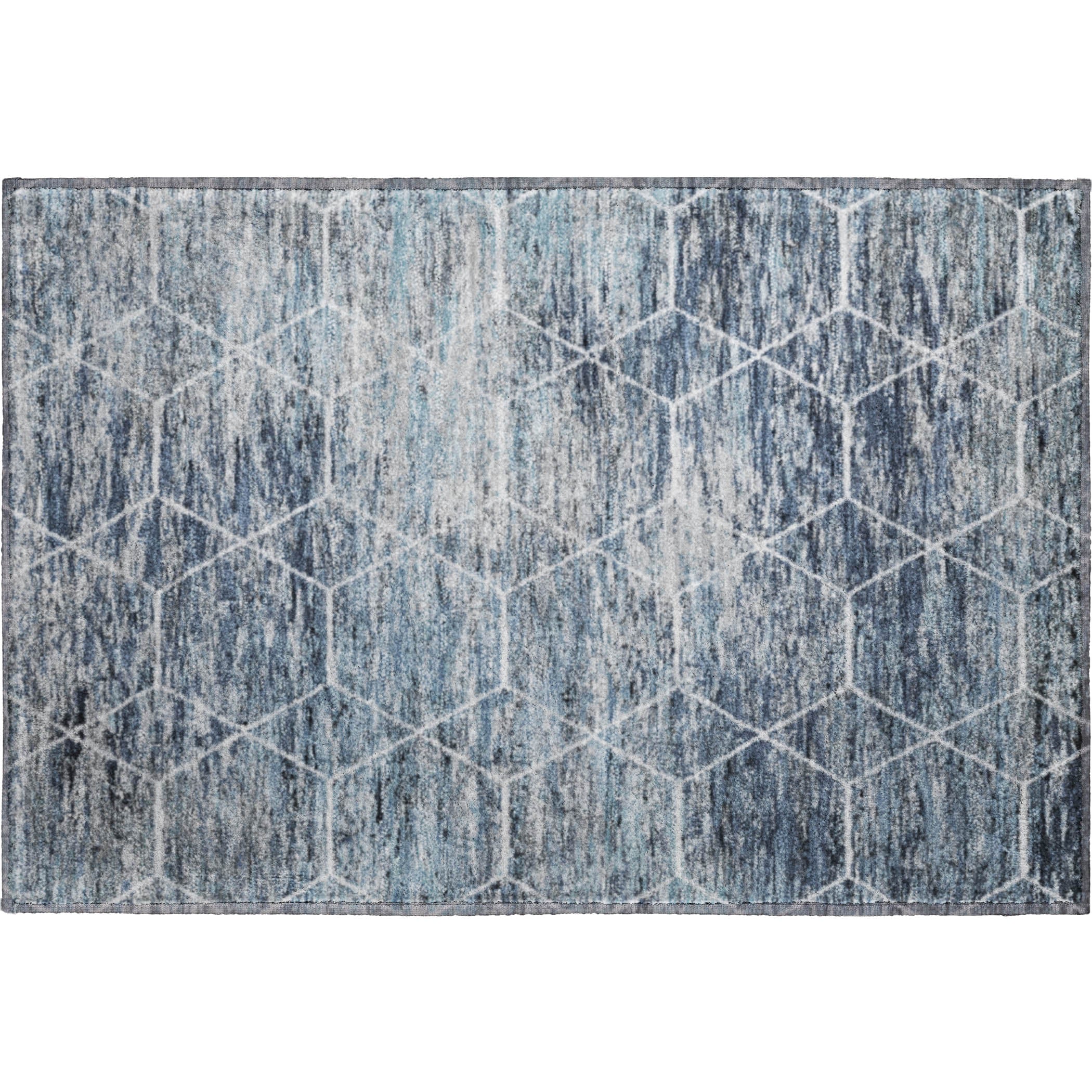 Seoul Machine Washable Transitional Blue Rug 1'8" x 2'6" #shape_Rectangle