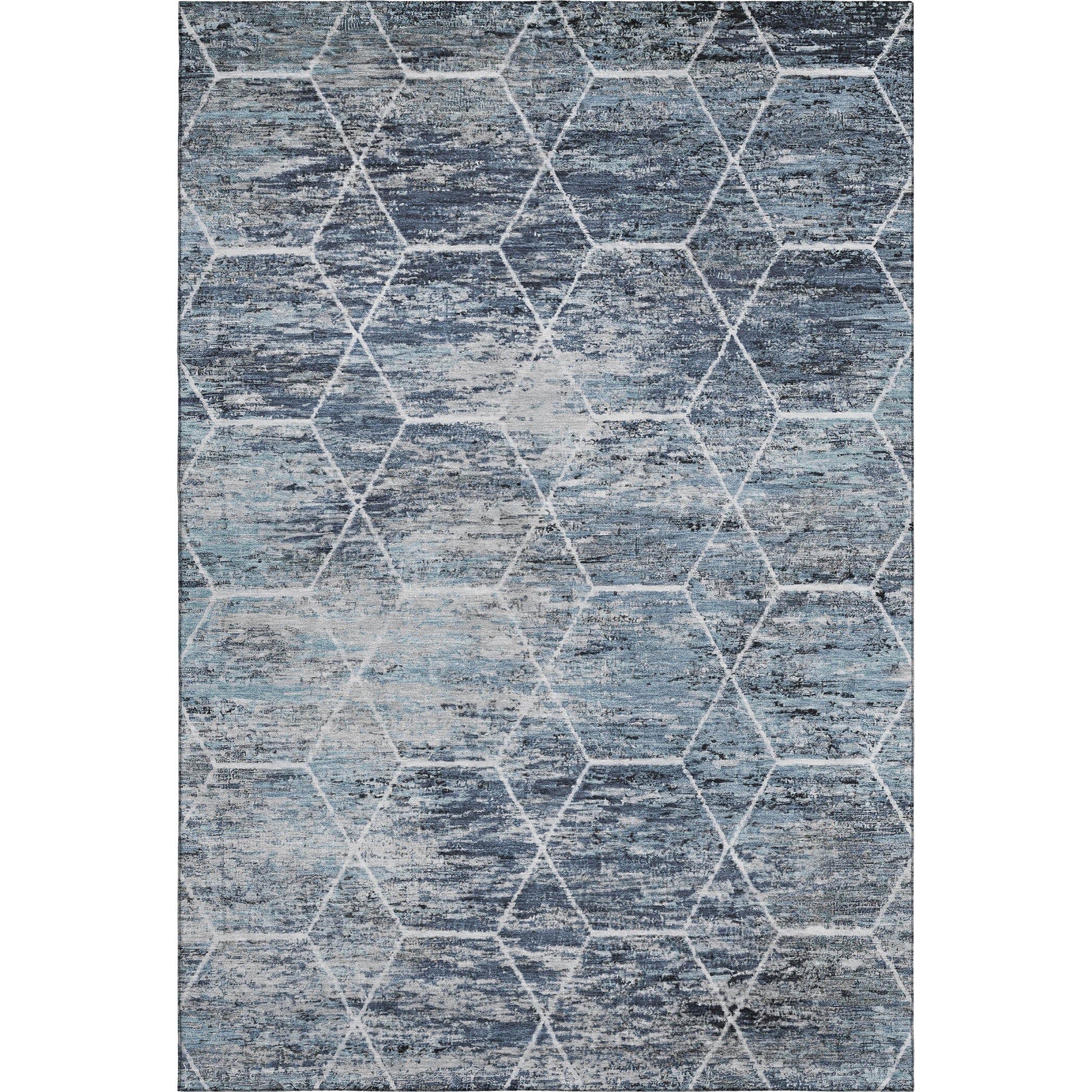 Seoul Machine Washable Transitional Blue Rug 2'6" x 3'10" #shape_Rectangle