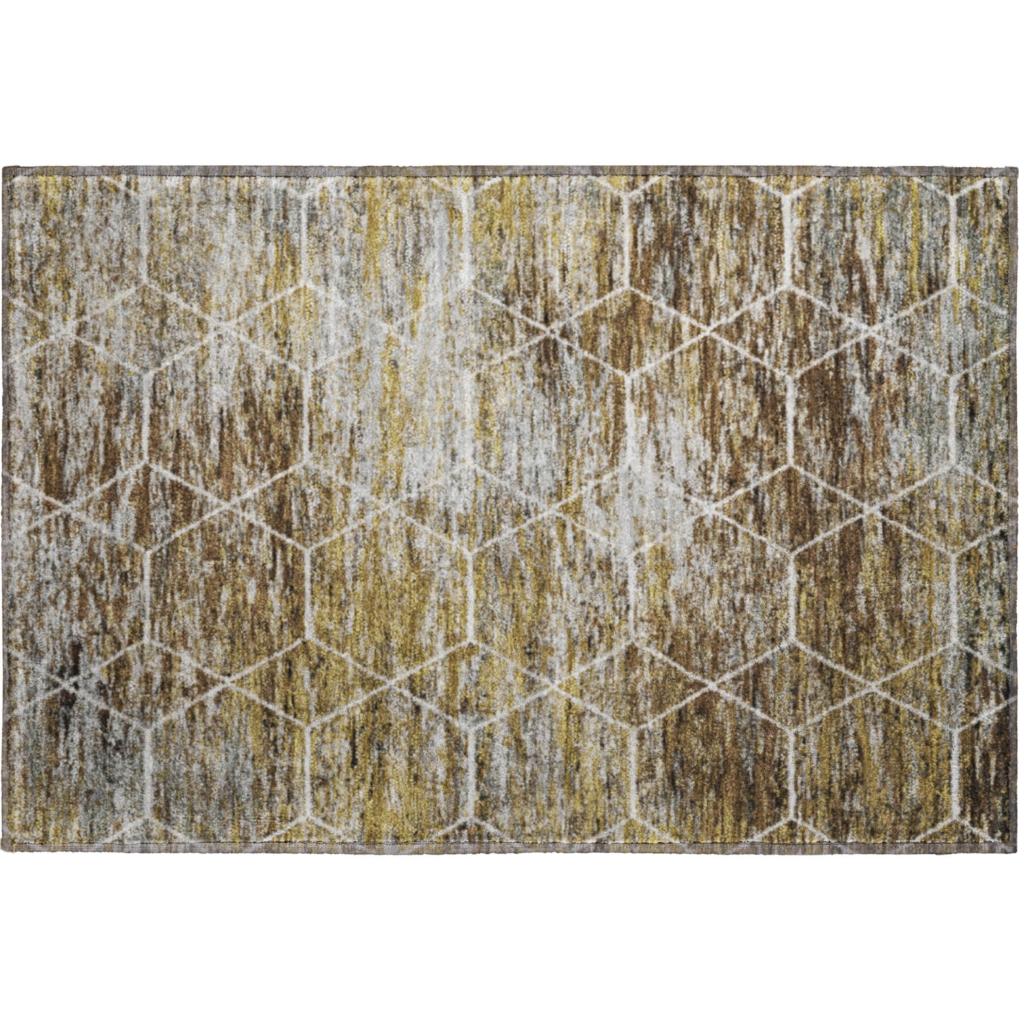 Seoul Machine Washable Transitional Brown Rug 1'8" x 2'6" #shape_Rectangle