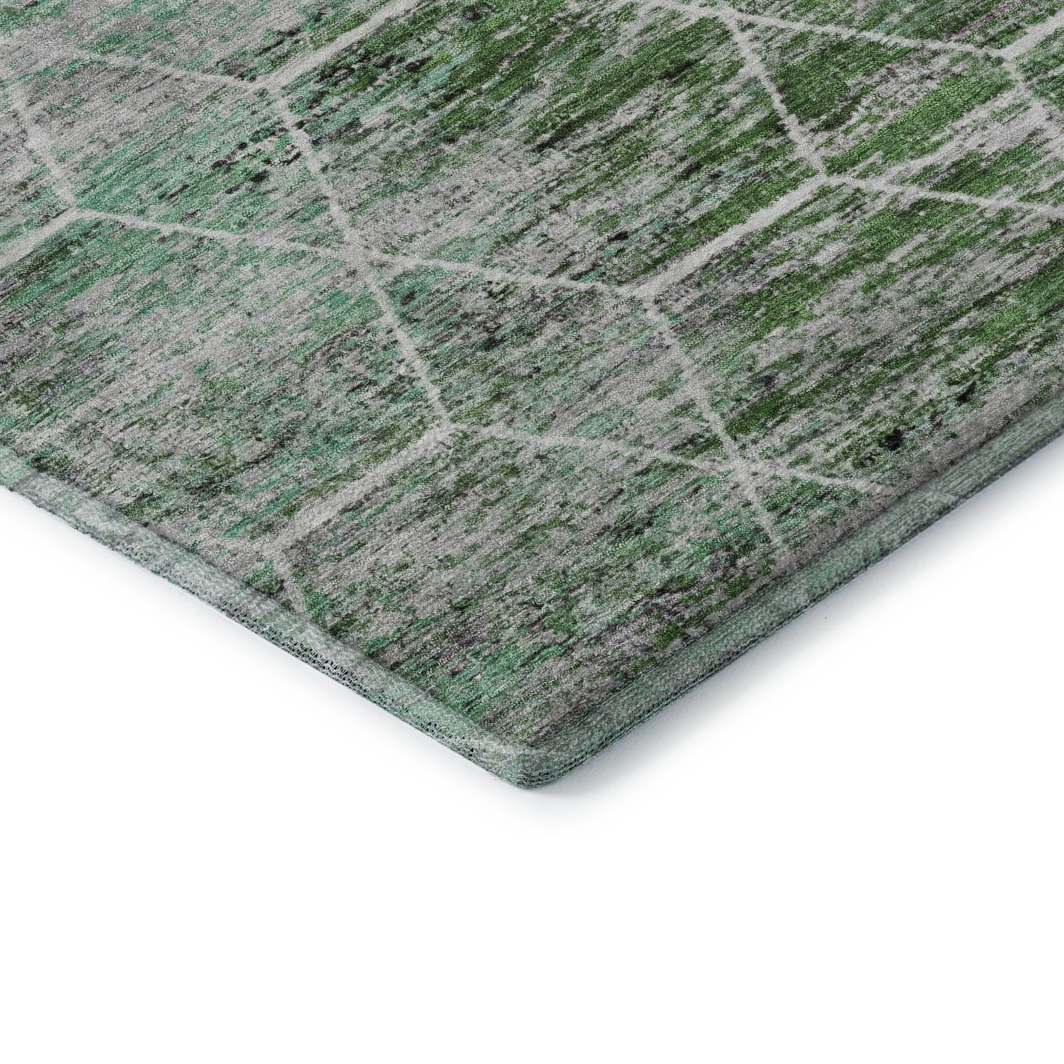 Seoul Machine Washable Transitional Green Rug 1'8" x 2'6" #shape_Rectangle