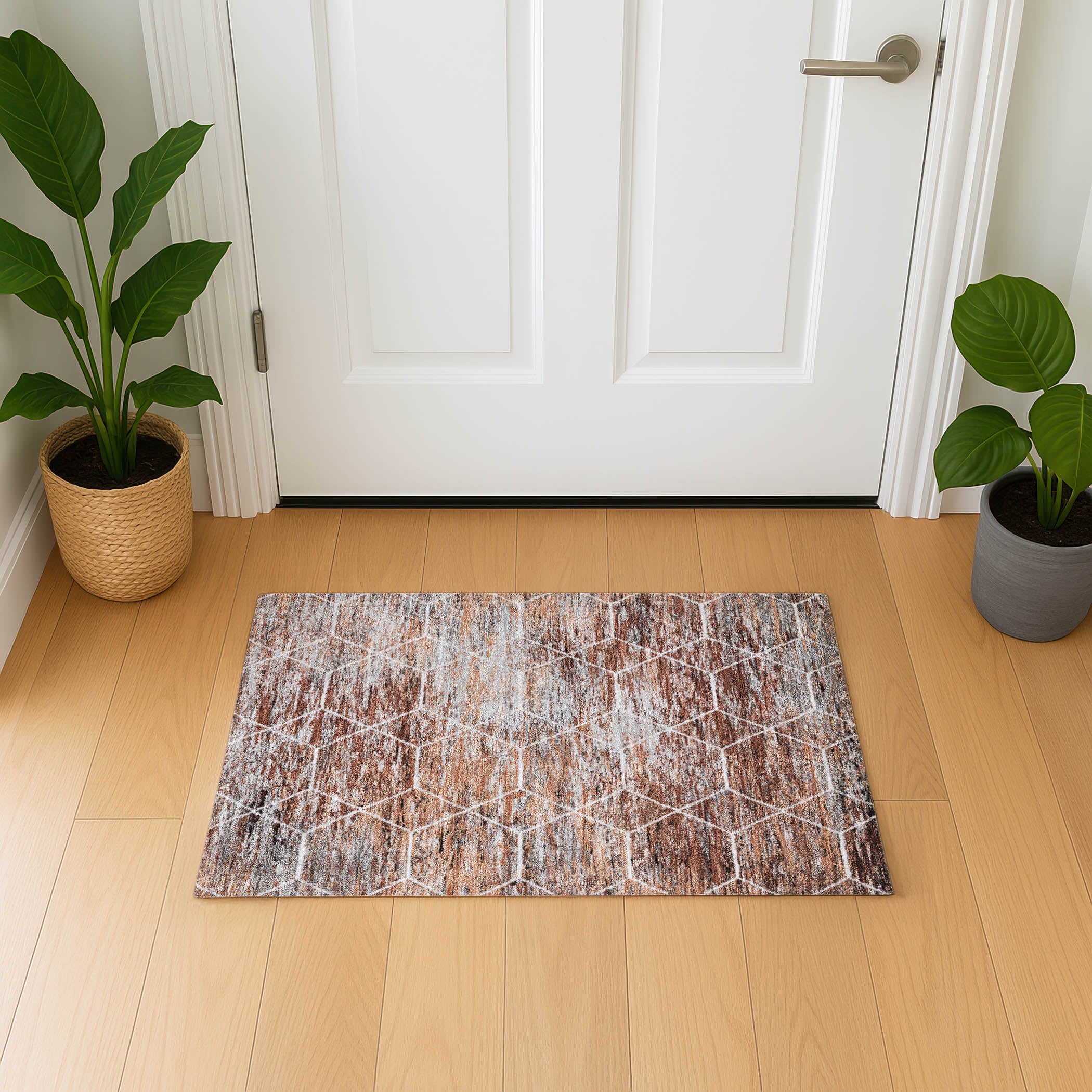 Seoul Machine Washable Transitional Paprika Orange Rug 1'8" x 2'6" #shape_Rectangle