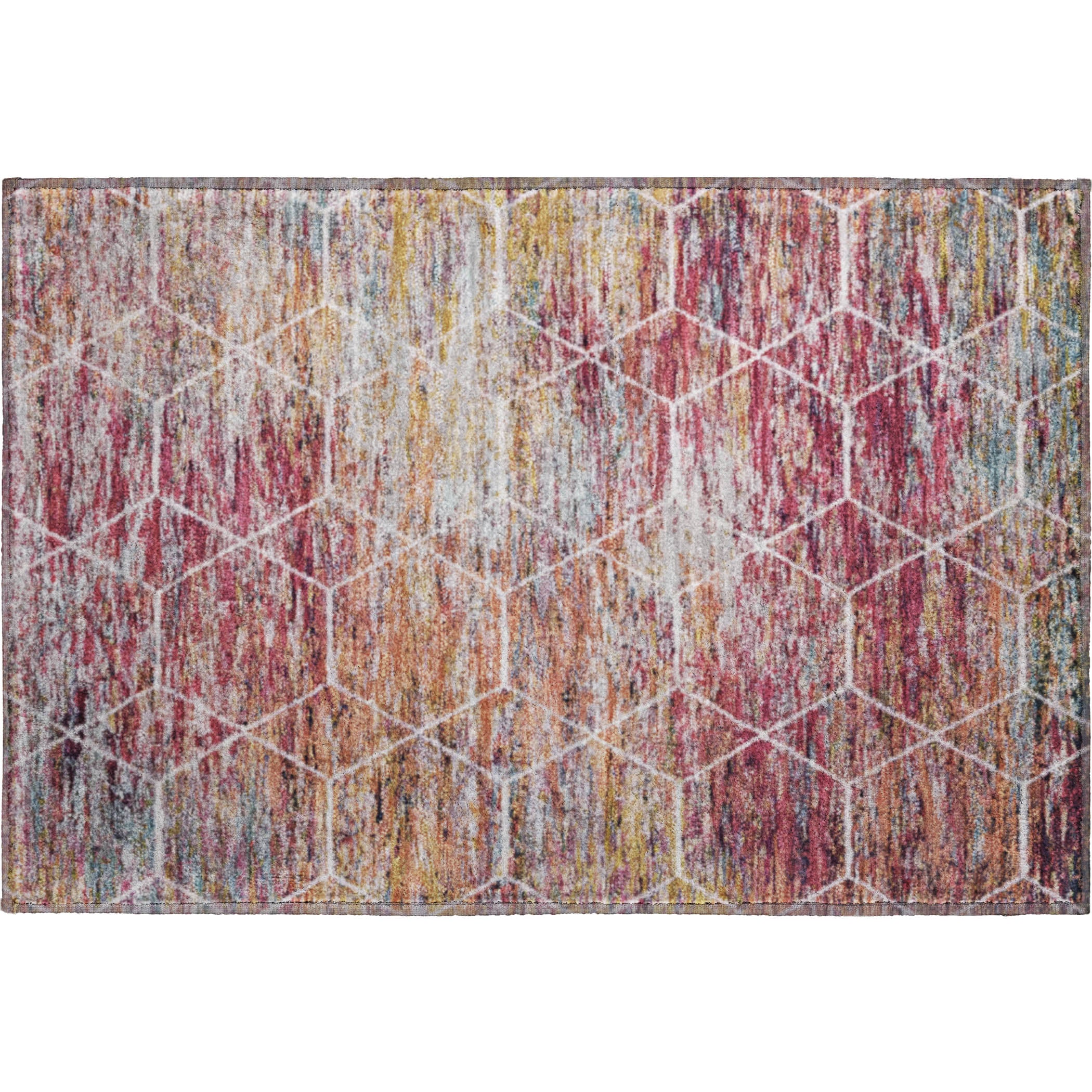 Seoul Machine Washable Transitional Pink Rug 1'8" x 2'6" #shape_Rectangle