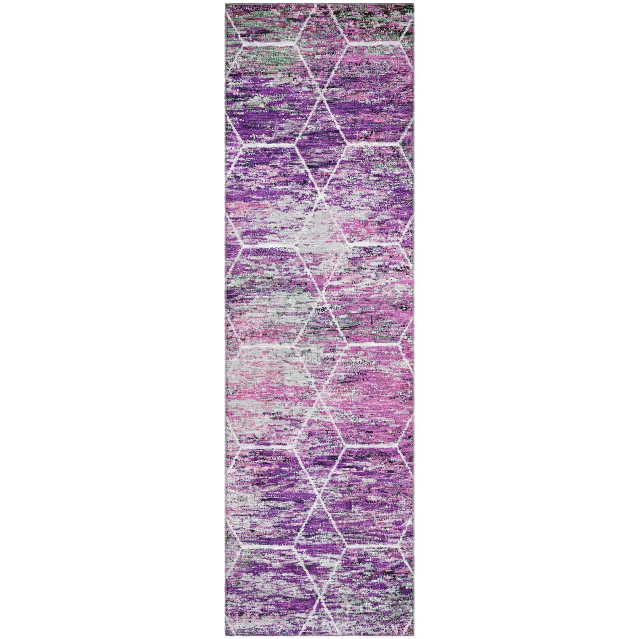 Seoul Machine Washable Transitional Purple Rug 2'3" x 7'6" #shape_Runner
