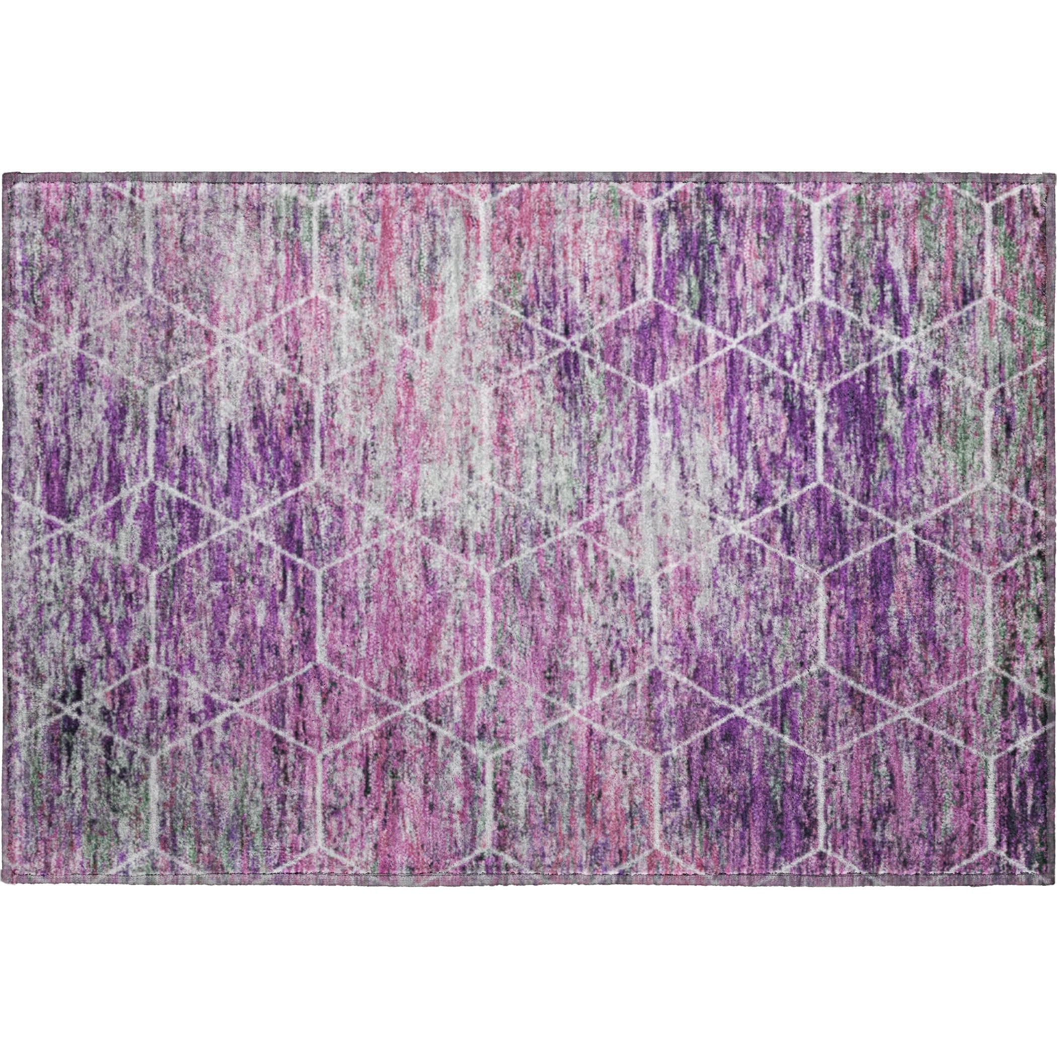 Seoul Machine Washable Transitional Purple Rug 1'8" x 2'6" #shape_Rectangle