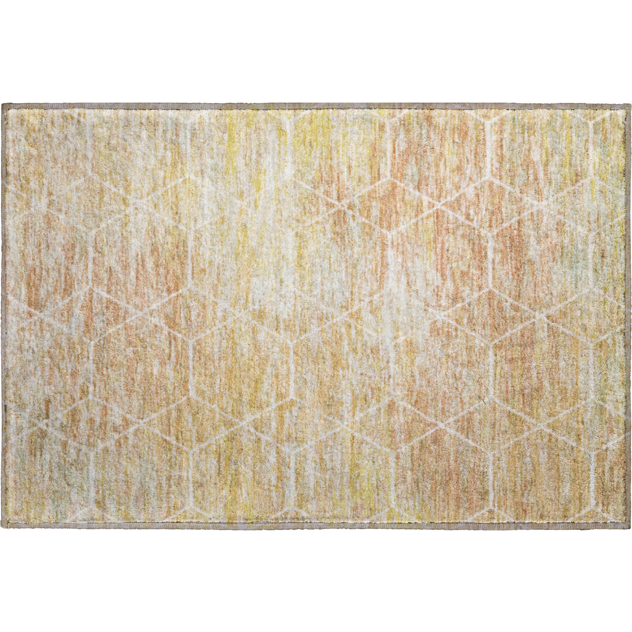 Seoul Machine Washable Transitional Salmon Orange Rug 1'8" x 2'6" #shape_Rectangle