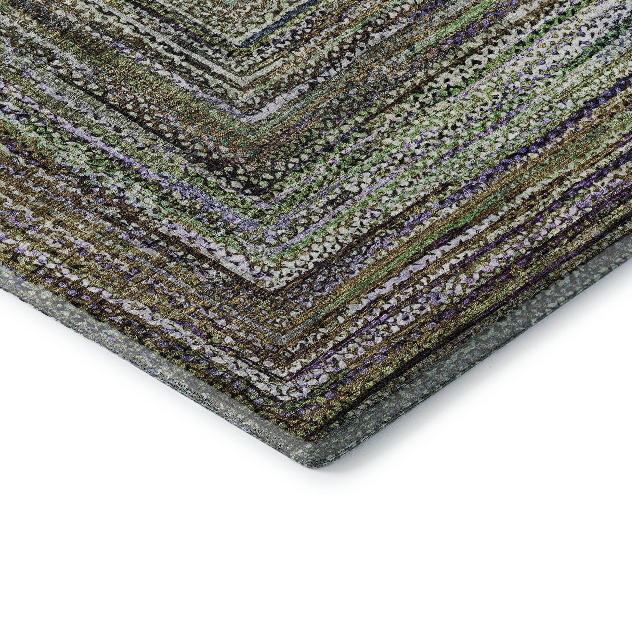 Vienna Machine Washable Transitional Olive Green Rug 1'8" x 2'6" #shape_Rectangle