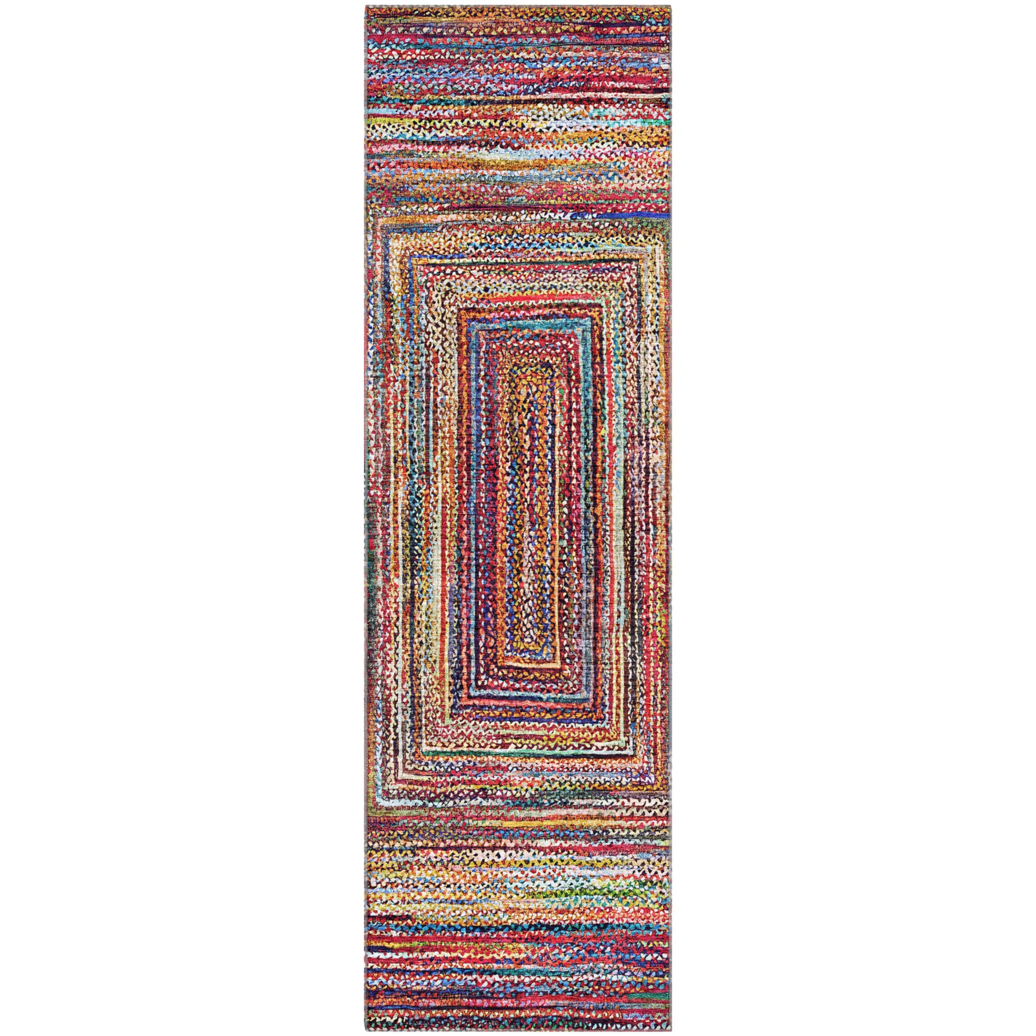 Vienna Machine Washable Transitional Paprika Orange Rug 2'3" x 7'6" #shape_Runner