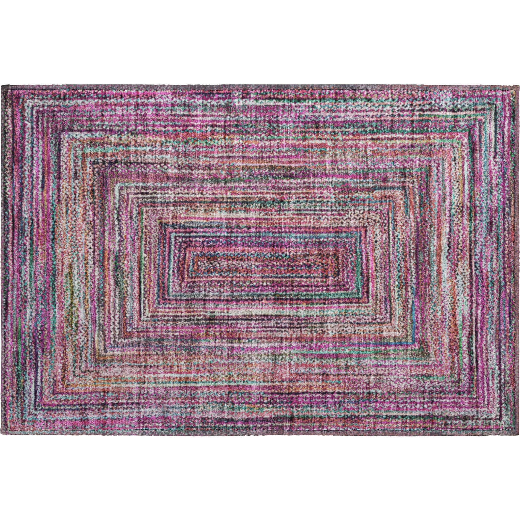 Vienna Machine Washable Transitional Pink Rug 1'8" x 2'6" #shape_Rectangle