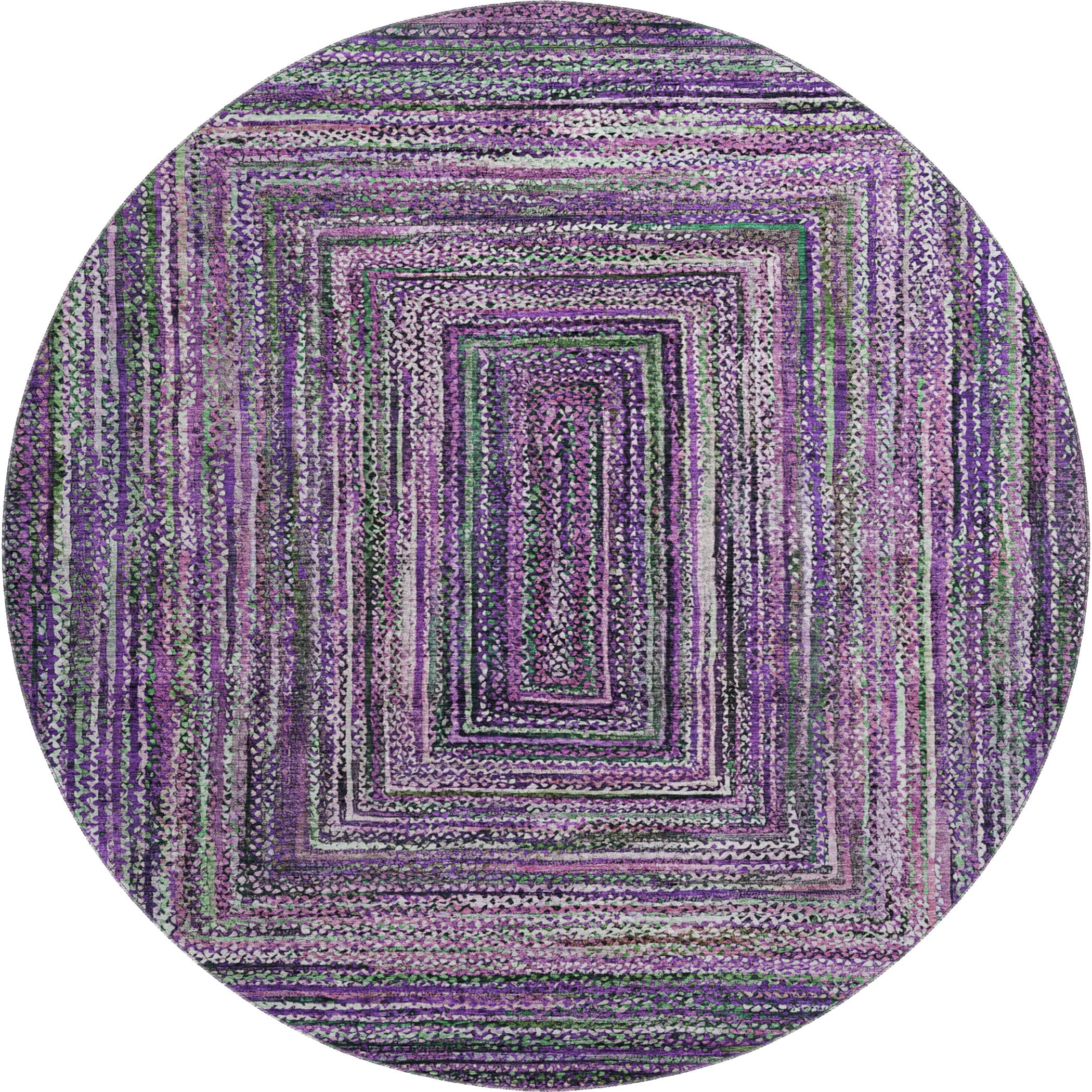 Vienna Machine Washable Transitional Purple Rug 8' x 8' #shape_Round