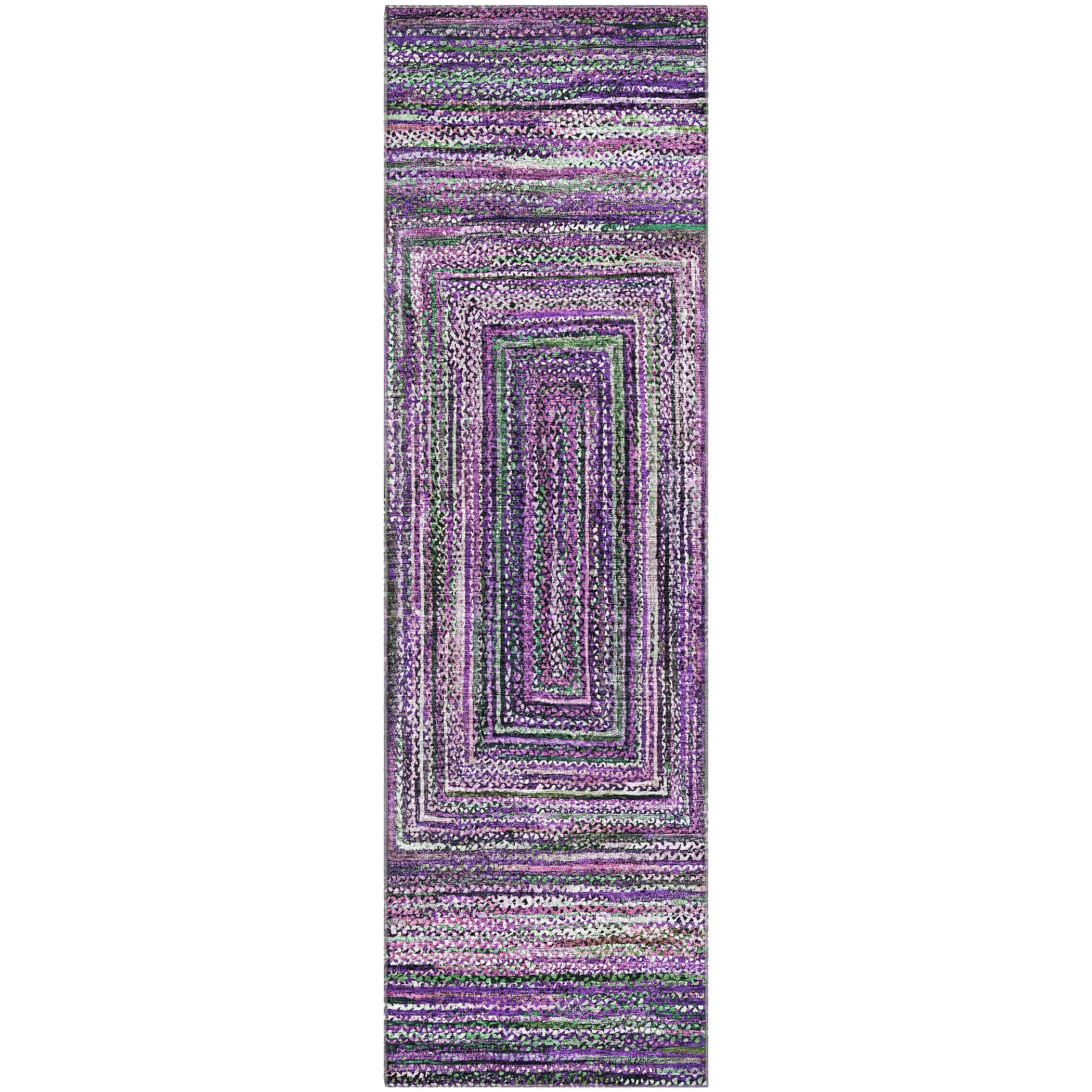 Vienna Machine Washable Transitional Purple Rug 2'3" x 7'6" #shape_Runner