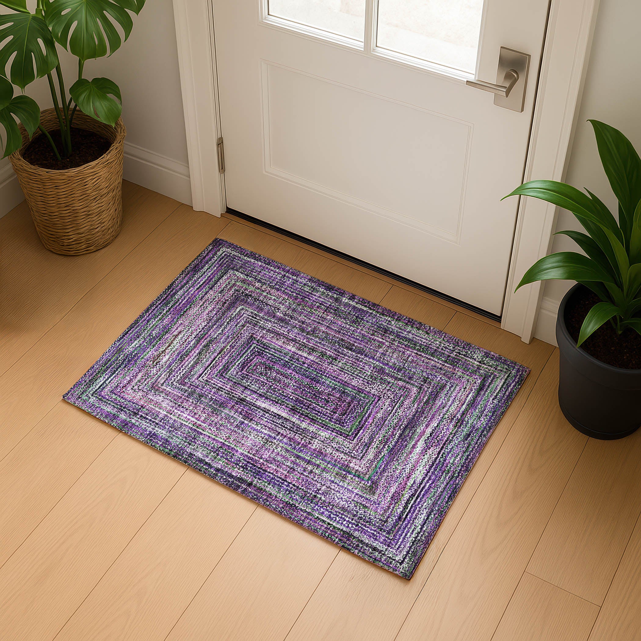 Vienna Machine Washable Transitional Purple Rug 1'8" x 2'6" #shape_Rectangle