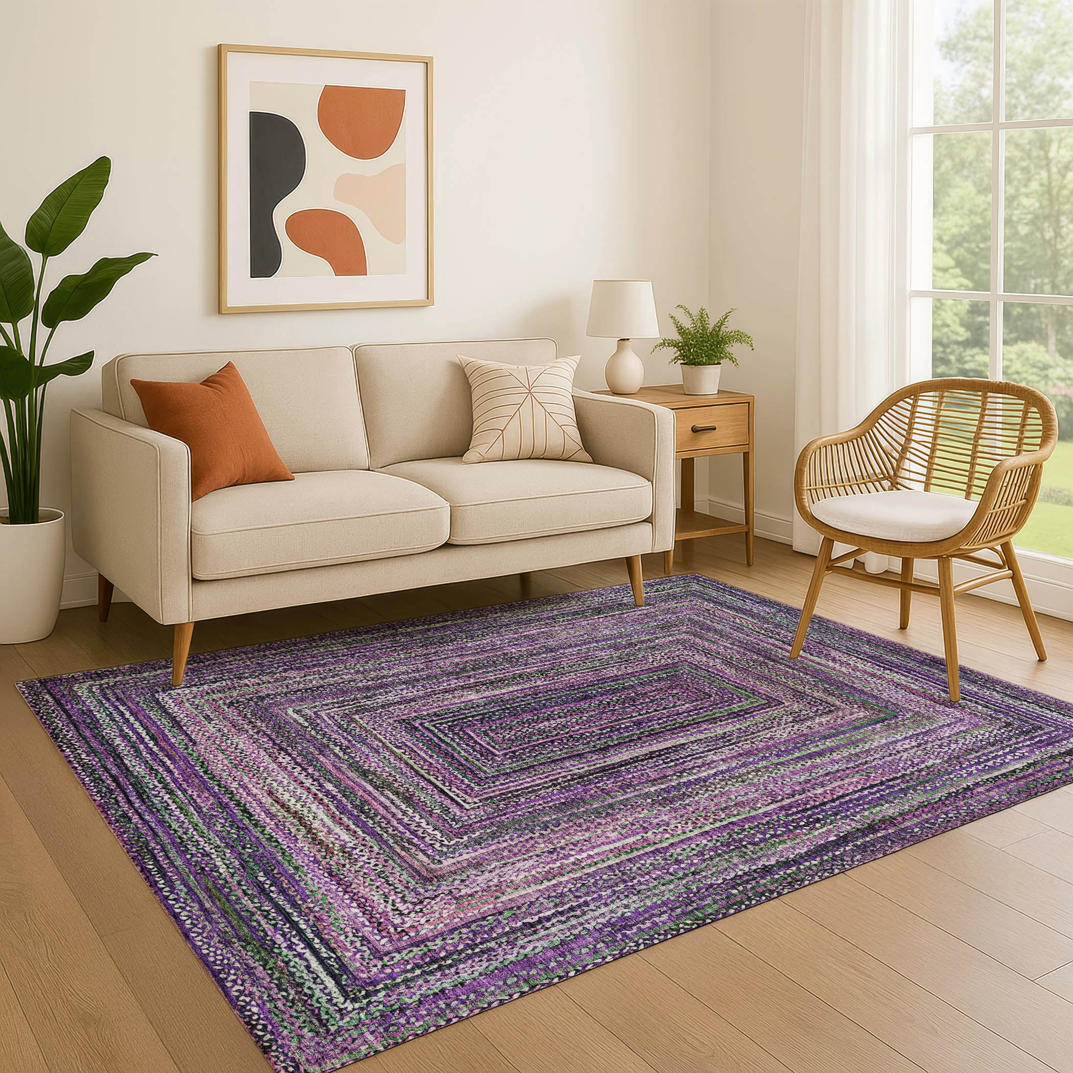 Vienna Machine Washable Transitional Purple Rug 2'6" x 3'10" #shape_Rectangle