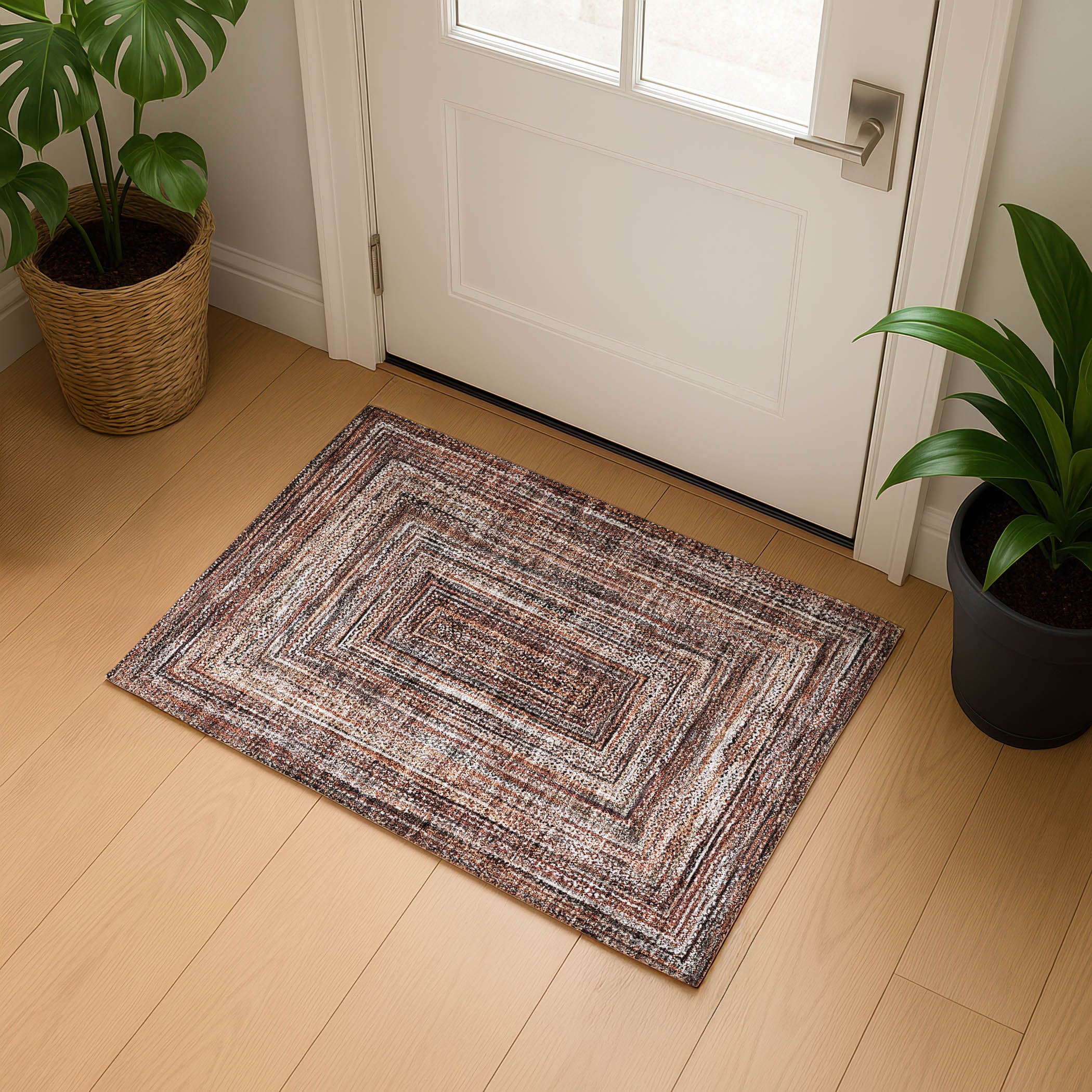 Vienna Machine Washable Transitional Terracotta Orange Rug 1'8" x 2'6" #shape_Rectangle