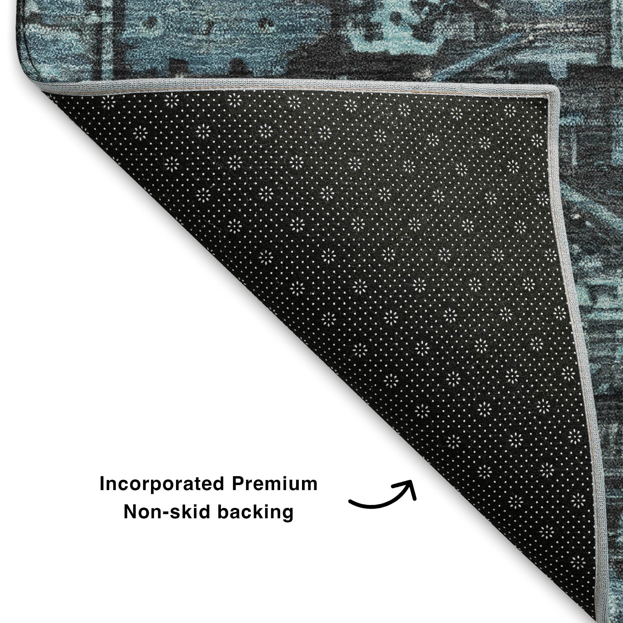 Cusco Machine Washable Traditional Blue Rug 1'8" x 2'6" #shape_Rectangle