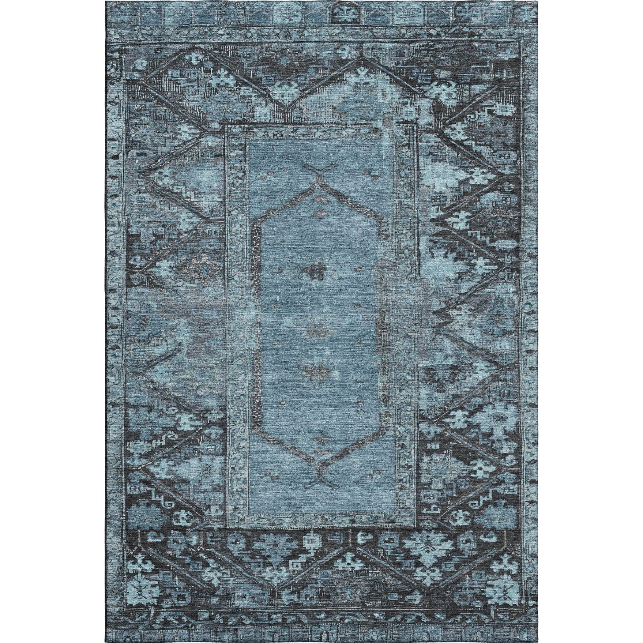 Cusco Machine Washable Traditional Blue Rug 2'6" x 3'10" #shape_Rectangle