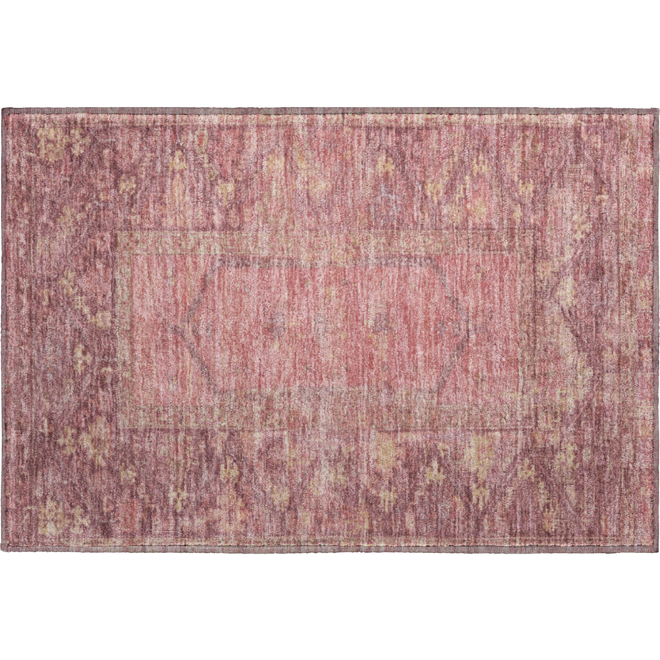 Cusco Machine Washable Traditional Blush Pink Rug 1'8" x 2'6" #shape_Rectangle