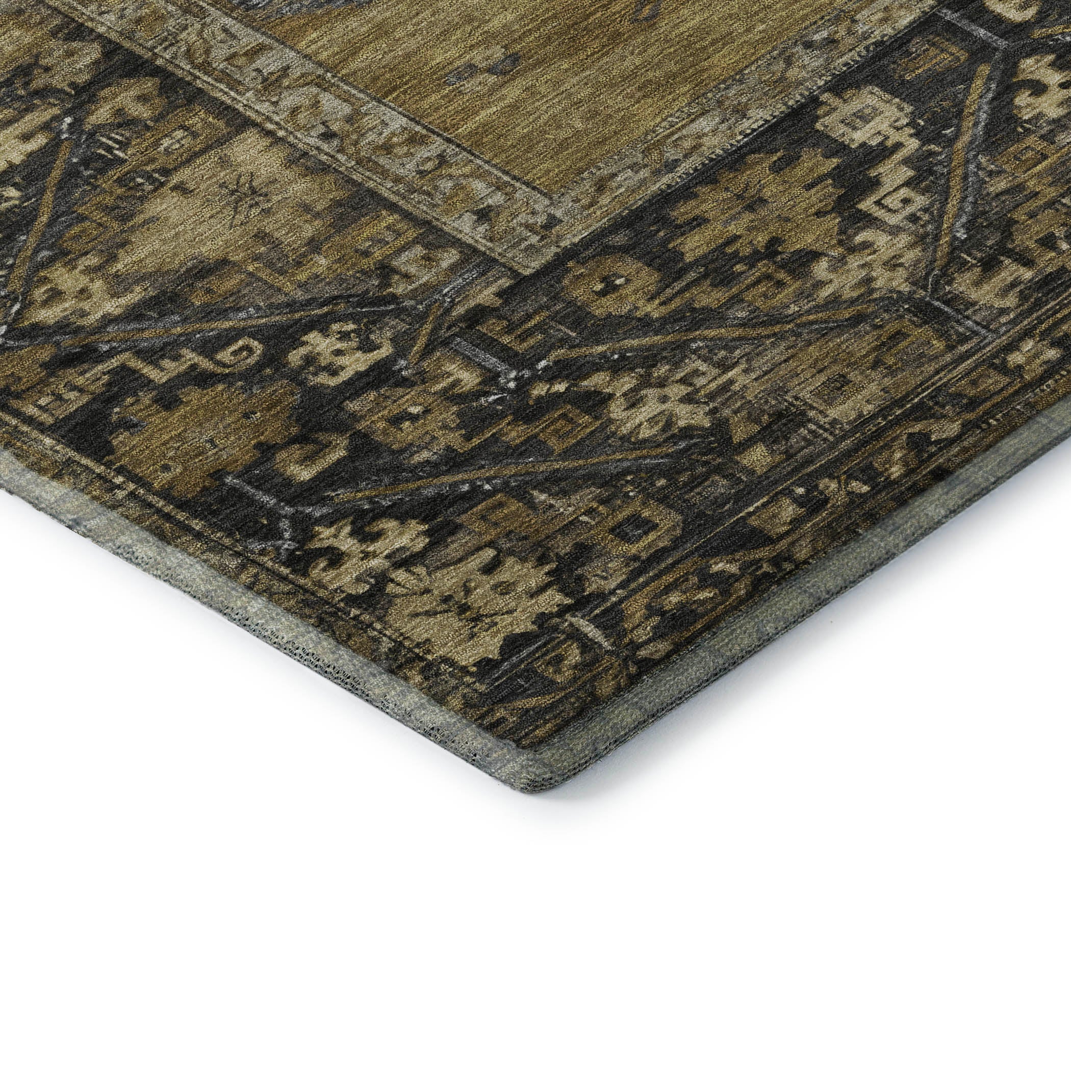 Cusco Machine Washable Traditional Brown Rug 1'8" x 2'6" #shape_Rectangle