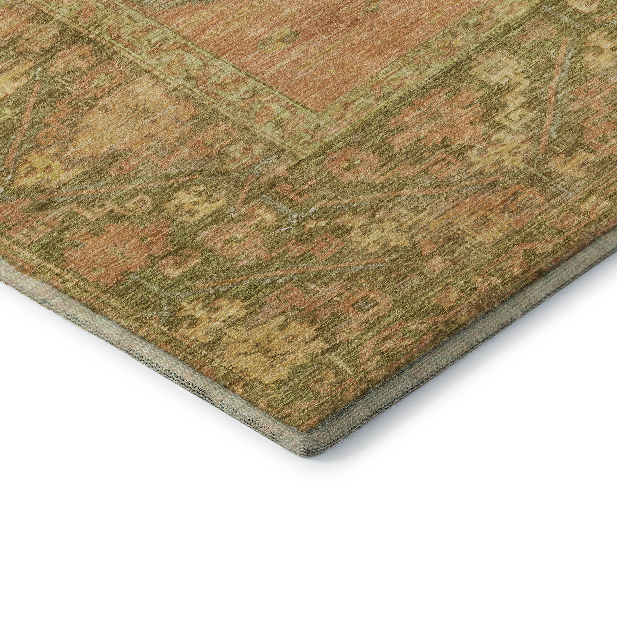 Cusco Machine Washable Traditional Coral Orange Rug 1'8" x 2'6" #shape_Rectangle