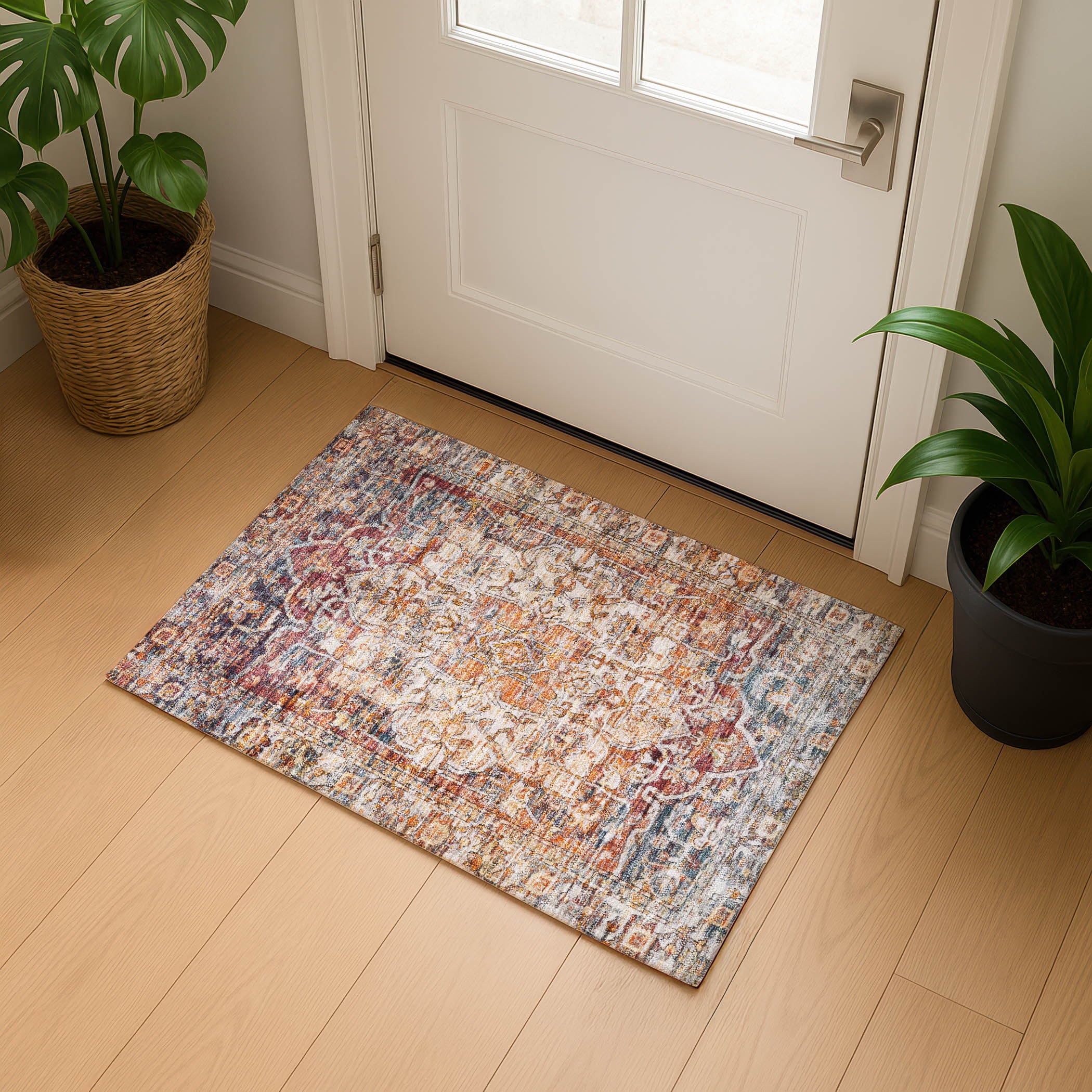 Ghent Machine Washable Traditional Copper Orange Rug 1'8" x 2'6" #shape_Rectangle