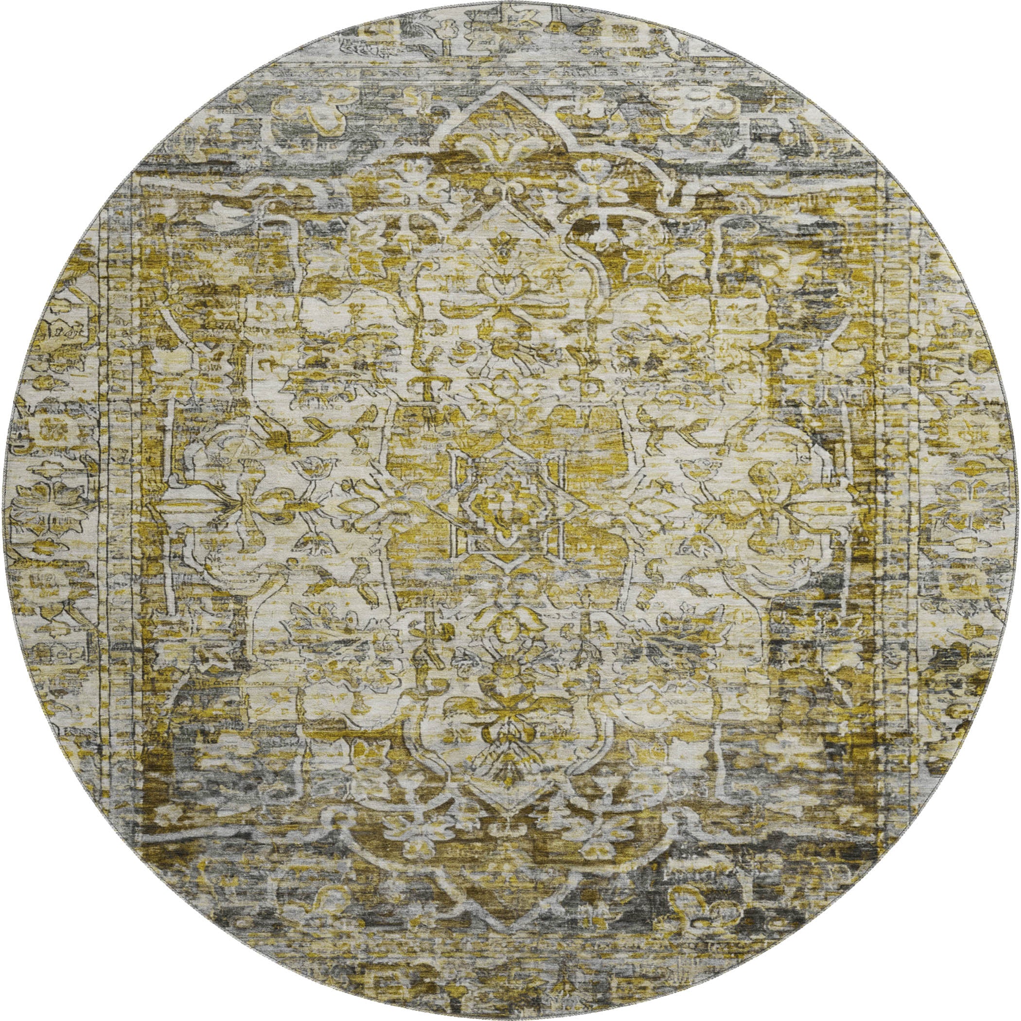 Ghent Machine Washable Traditional Pewter Gray Rug 8' x 8' #shape_Round