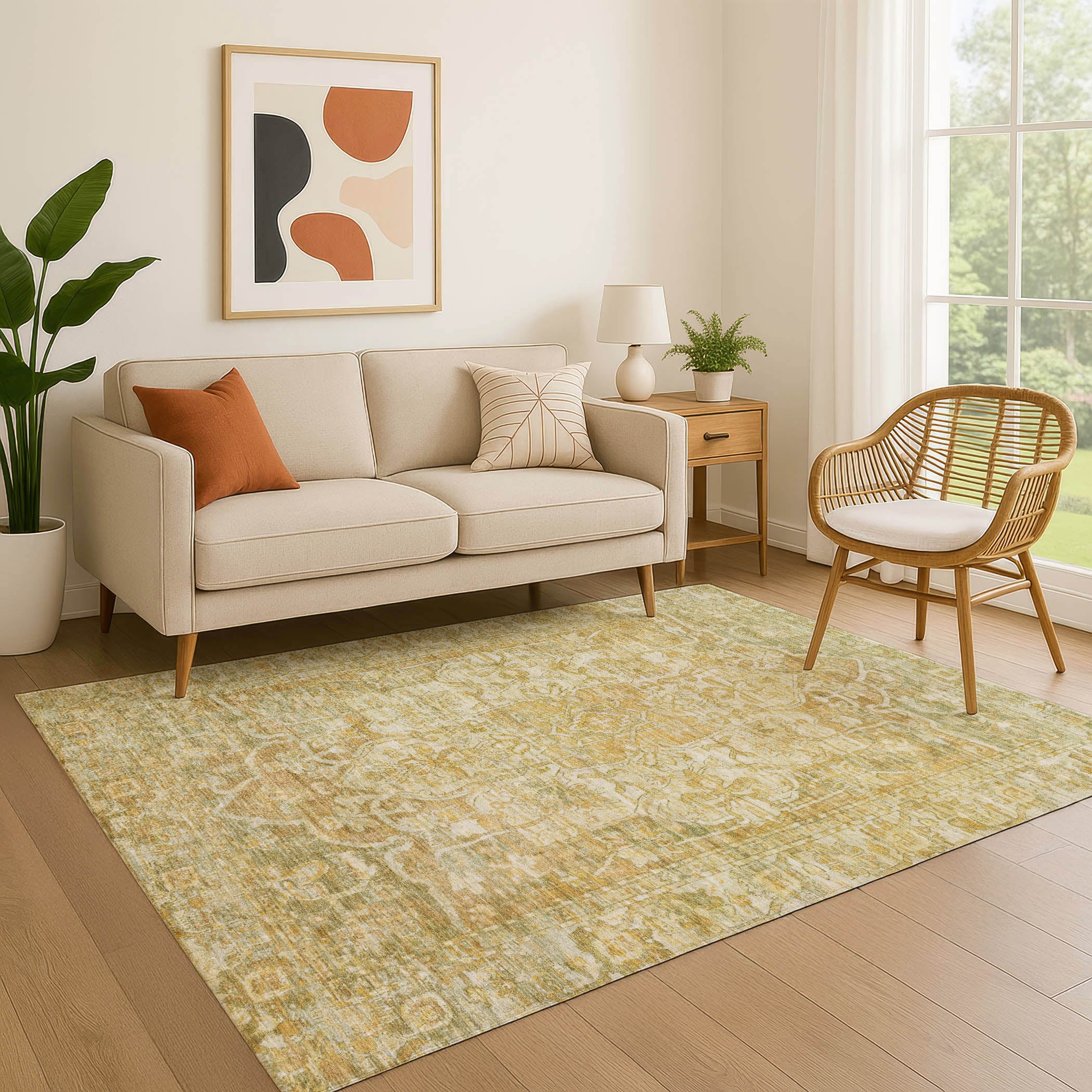 Ghent Machine Washable Traditional Tan Brown Rug 2'6" x 3'10" #shape_Rectangle
