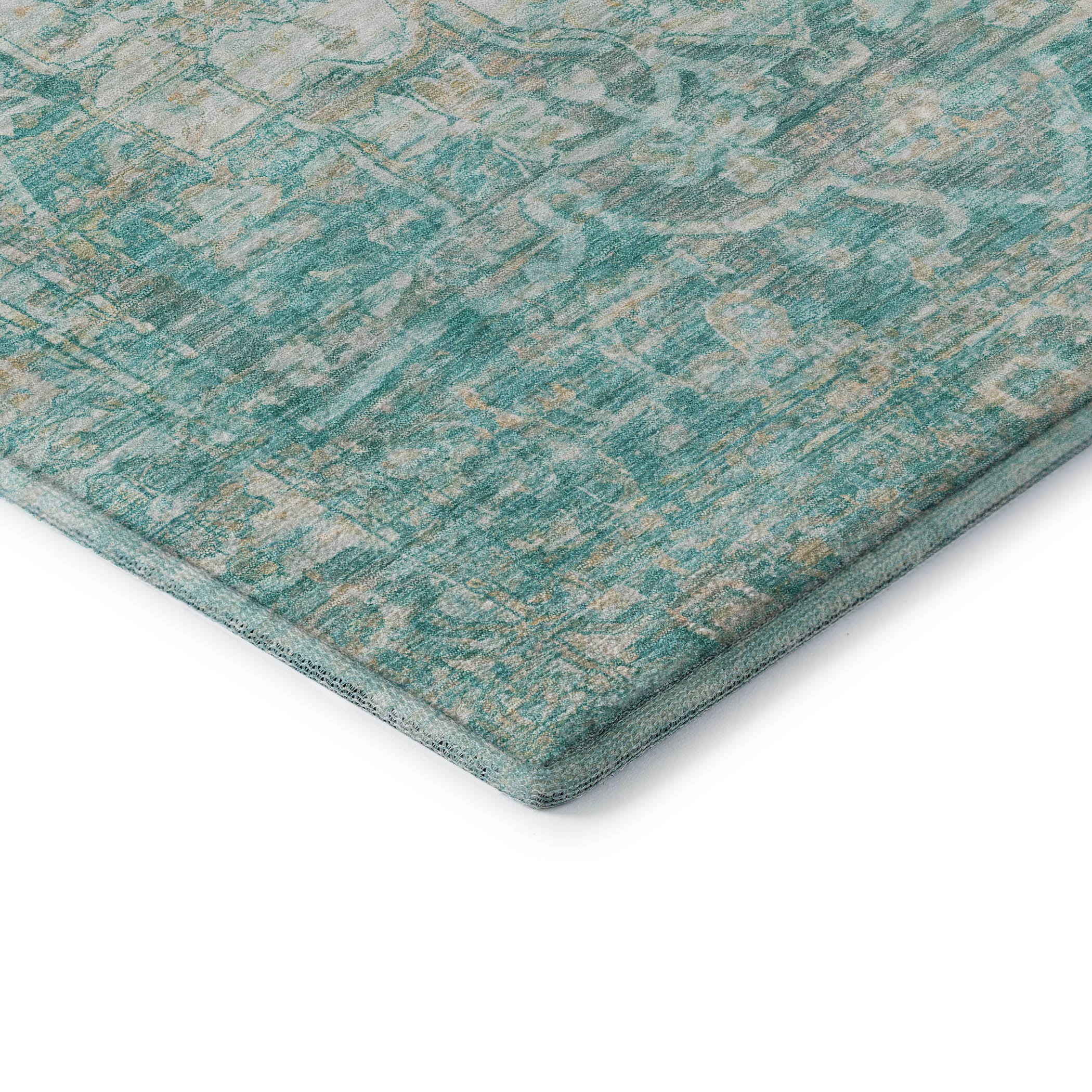 Ghent Machine Washable Traditional Teal Rug 1'8" x 2'6" #shape_Rectangle