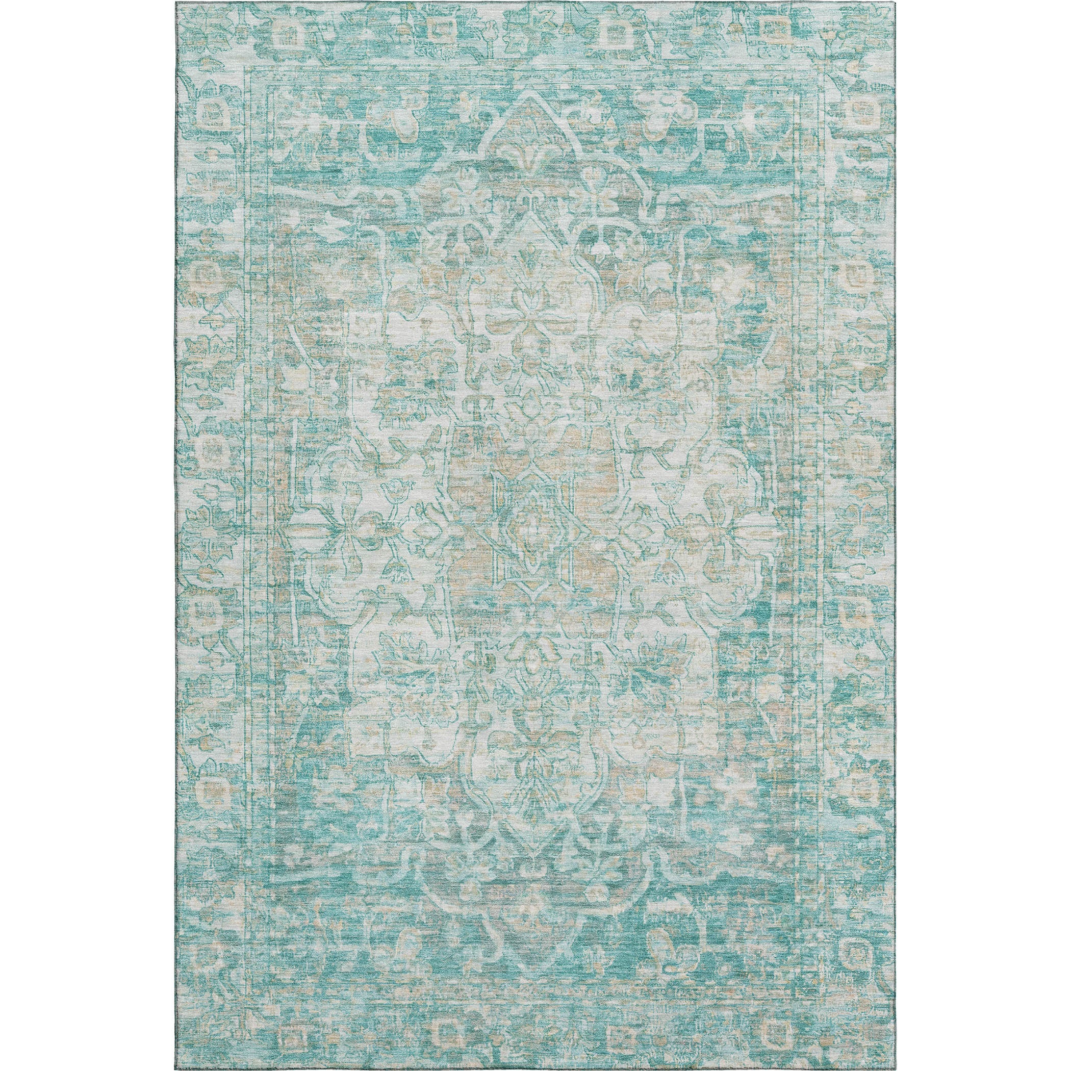 Ghent Machine Washable Traditional Teal Rug 2'6" x 3'10" #shape_Rectangle