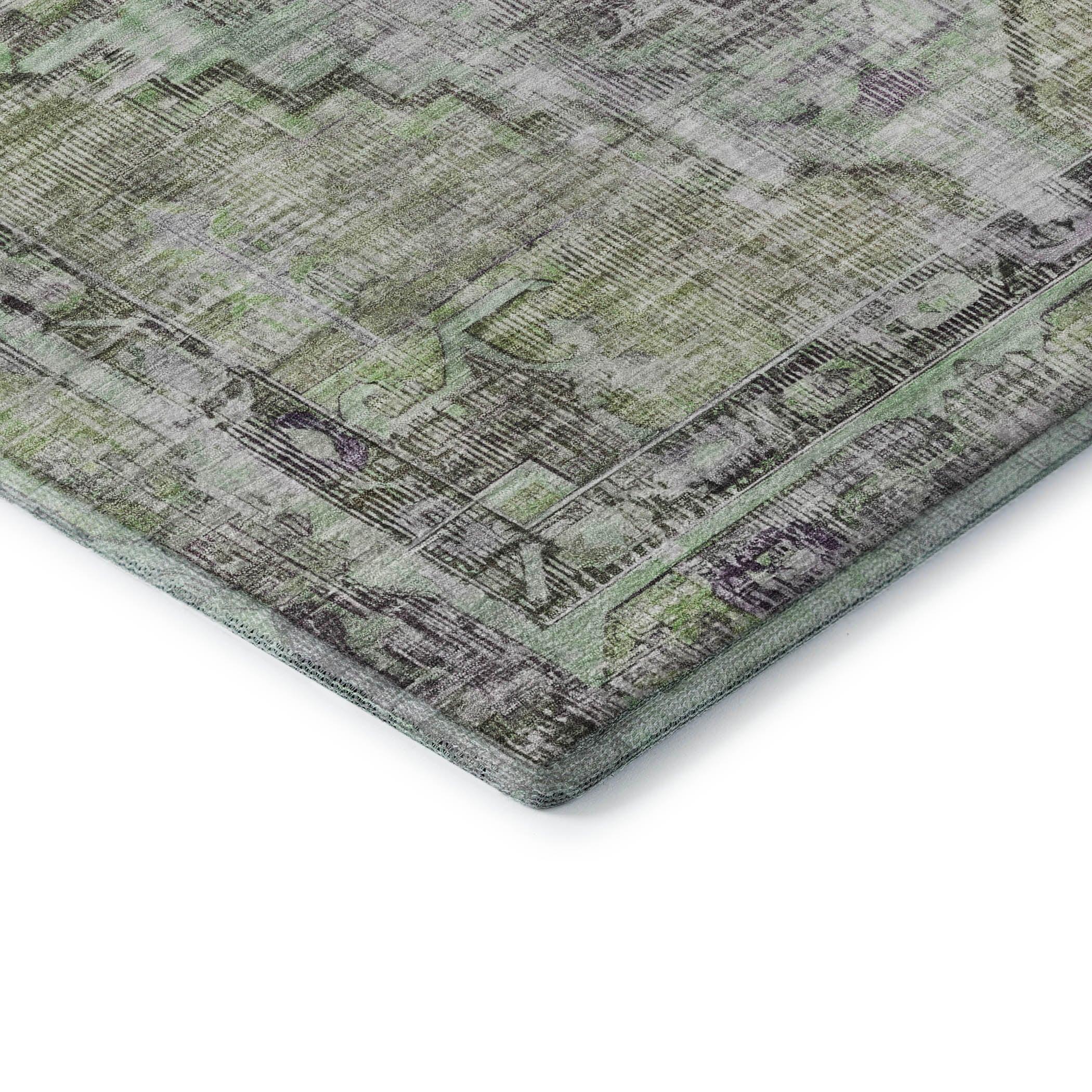 Istanbul Machine Washable Traditional Aloe Green Rug 1'8" x 2'6" #shape_Rectangle