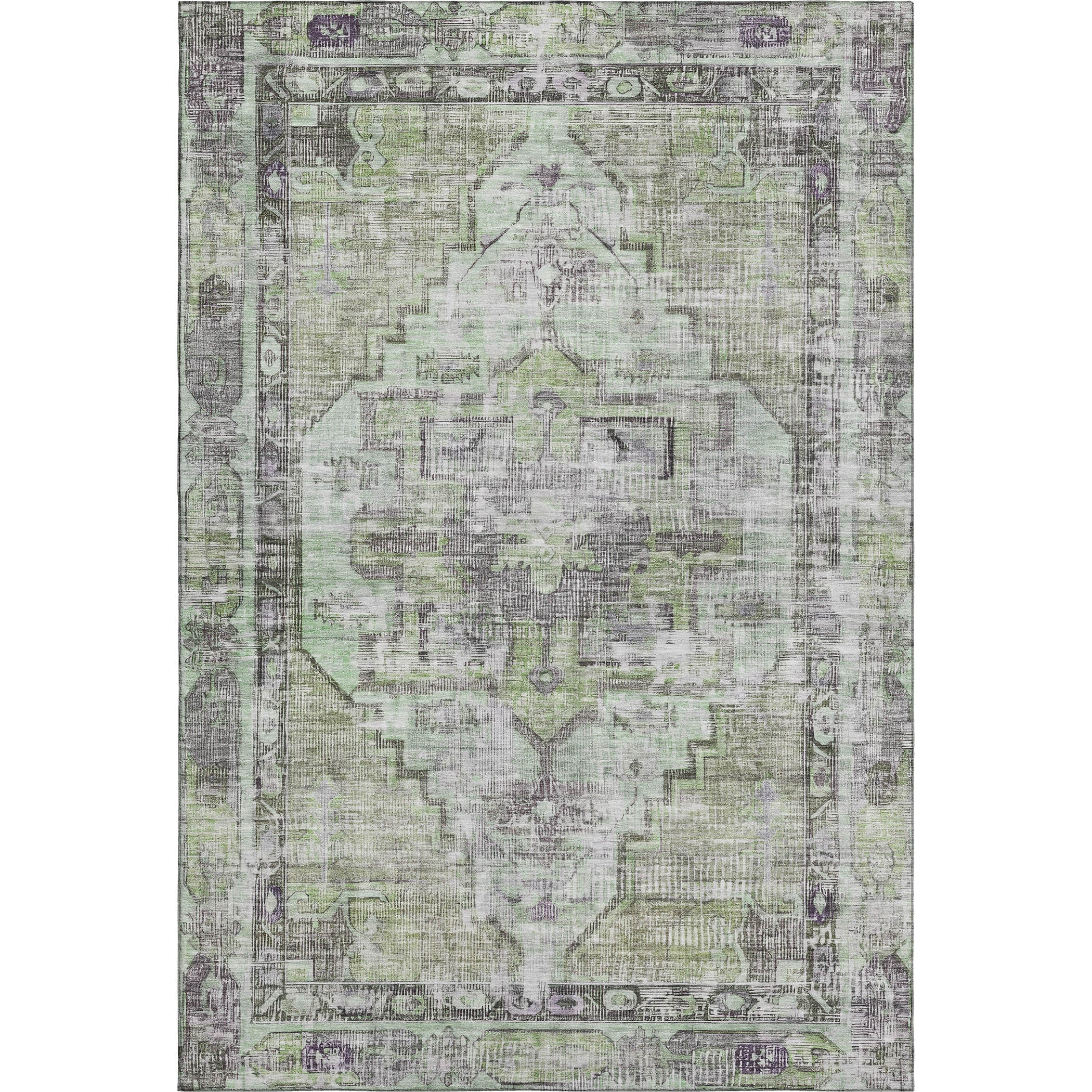 Istanbul Machine Washable Traditional Aloe Green Rug 2'6" x 3'10" #shape_Rectangle